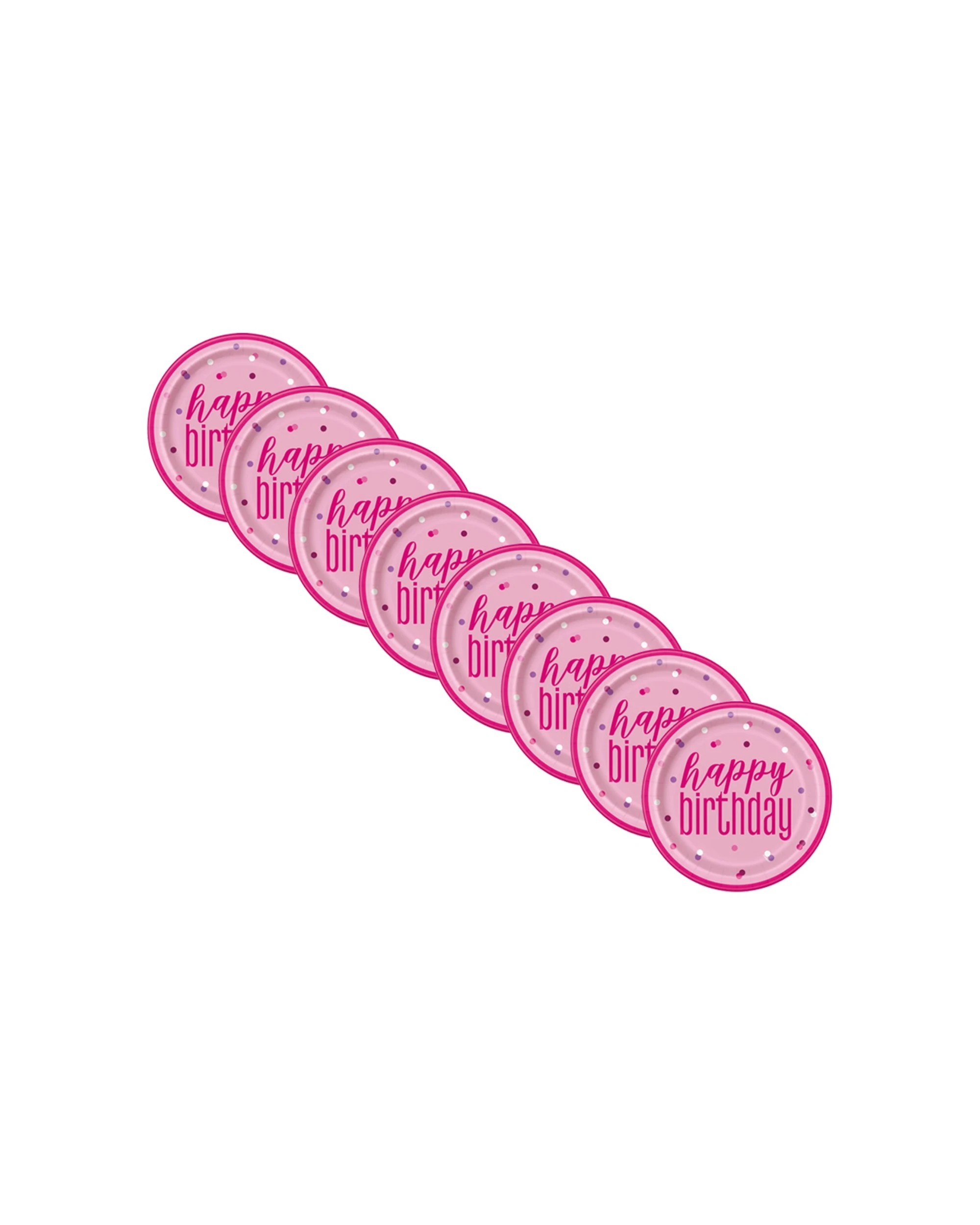 1 Meteor Party 8pc 9 Inch Paper Plates Tableware Happy Birthday 23cm - Pink, 1 of 2
