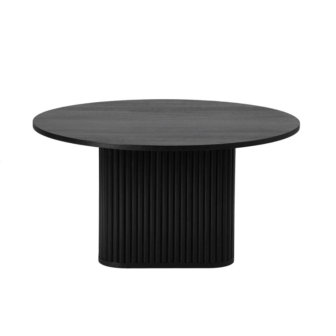 6 Oikiture Coffee Table Side End Tables Sofa Desk Round Wooden
 - Black, 6 of 10