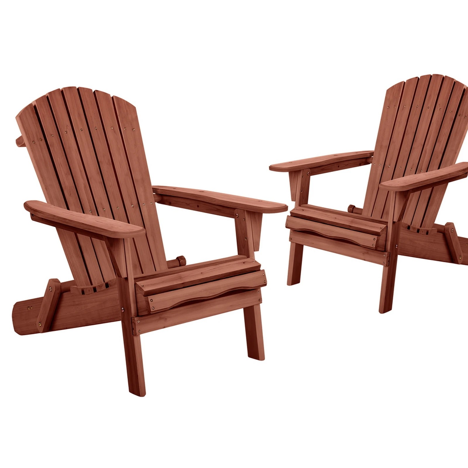 1 Alfordson 2x Outdoor Chairs Wooden Adirondack Patio Furniture Beach Garden - Brown, 1 of 9