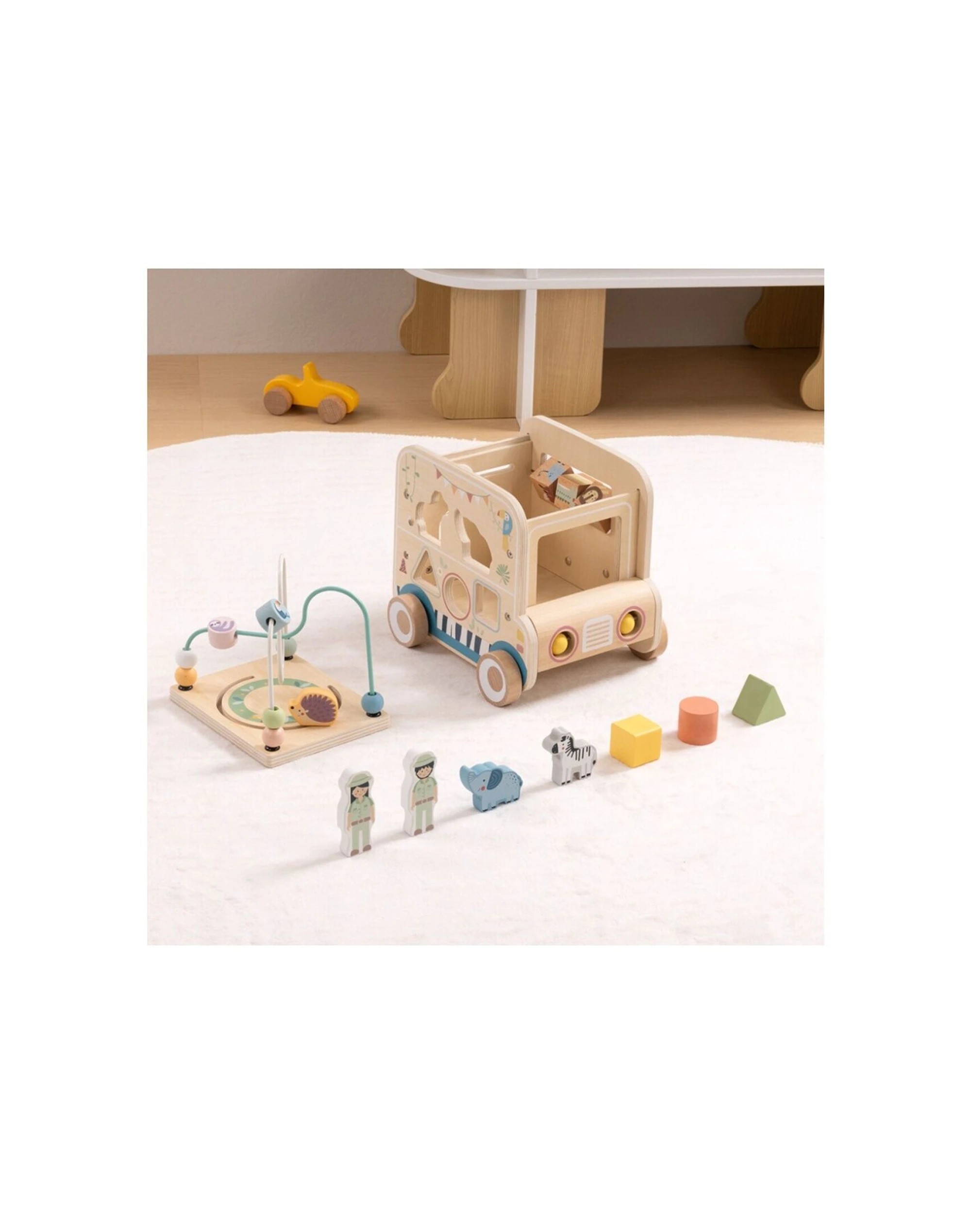 7 Tooky Toy Versatile Safari Hunting Vehicle Wooden Activity Kids Children - Natural, 7 of 7