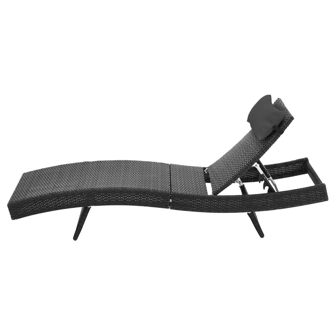 4 Gardeon Sun Lounge Wicker Lounger Outdoor - Black, 4 of 7