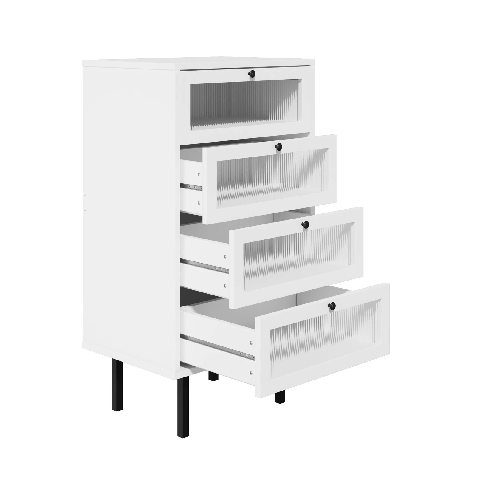 8 Oikiture 4 Chest of Drawers Tallboy Dresser Storage Cabinet Set of 2 - White, 8 of 9