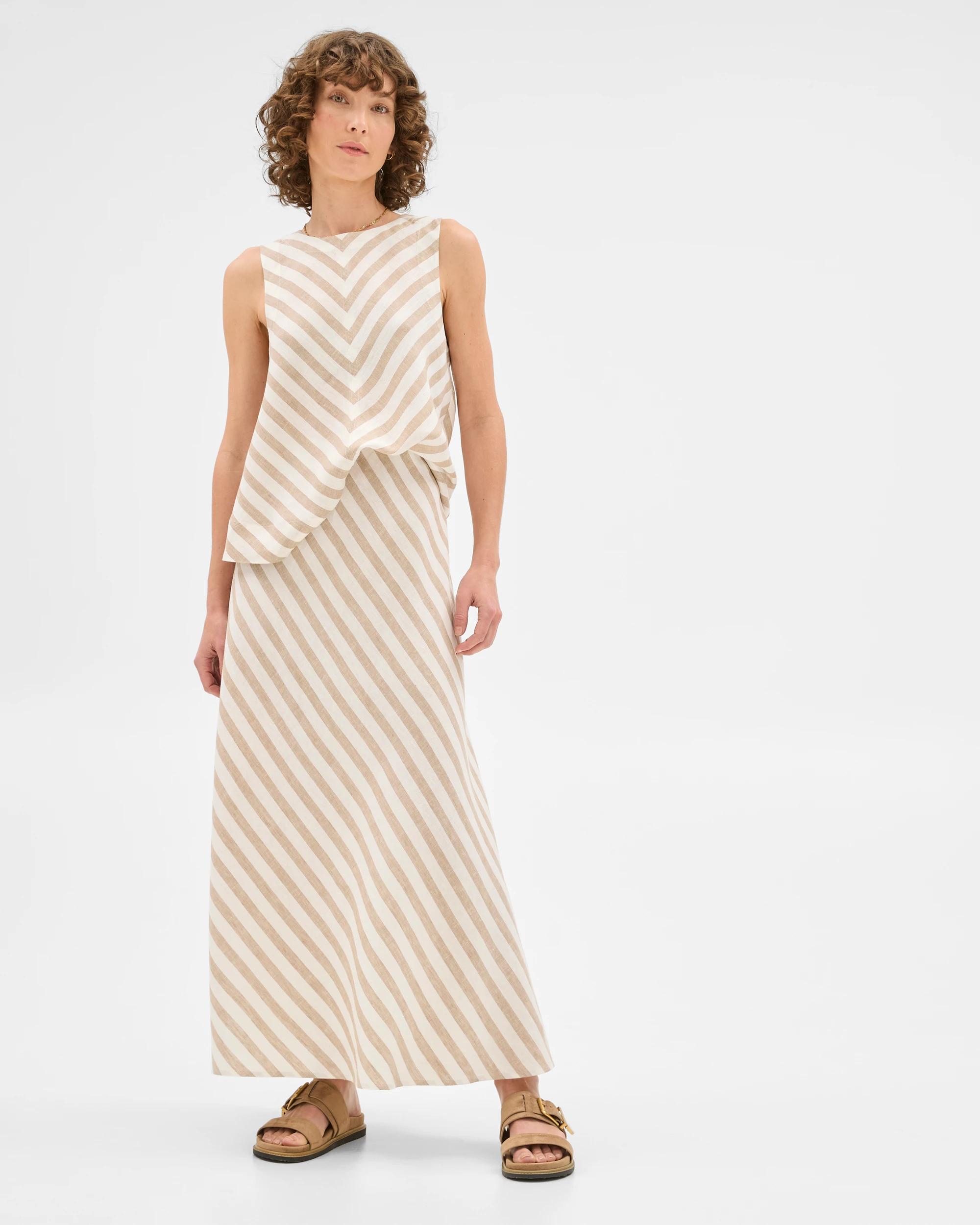 2 Target European Linen Bias Cut Midi Skirt CHEVRON STRIPE, 2 of 6