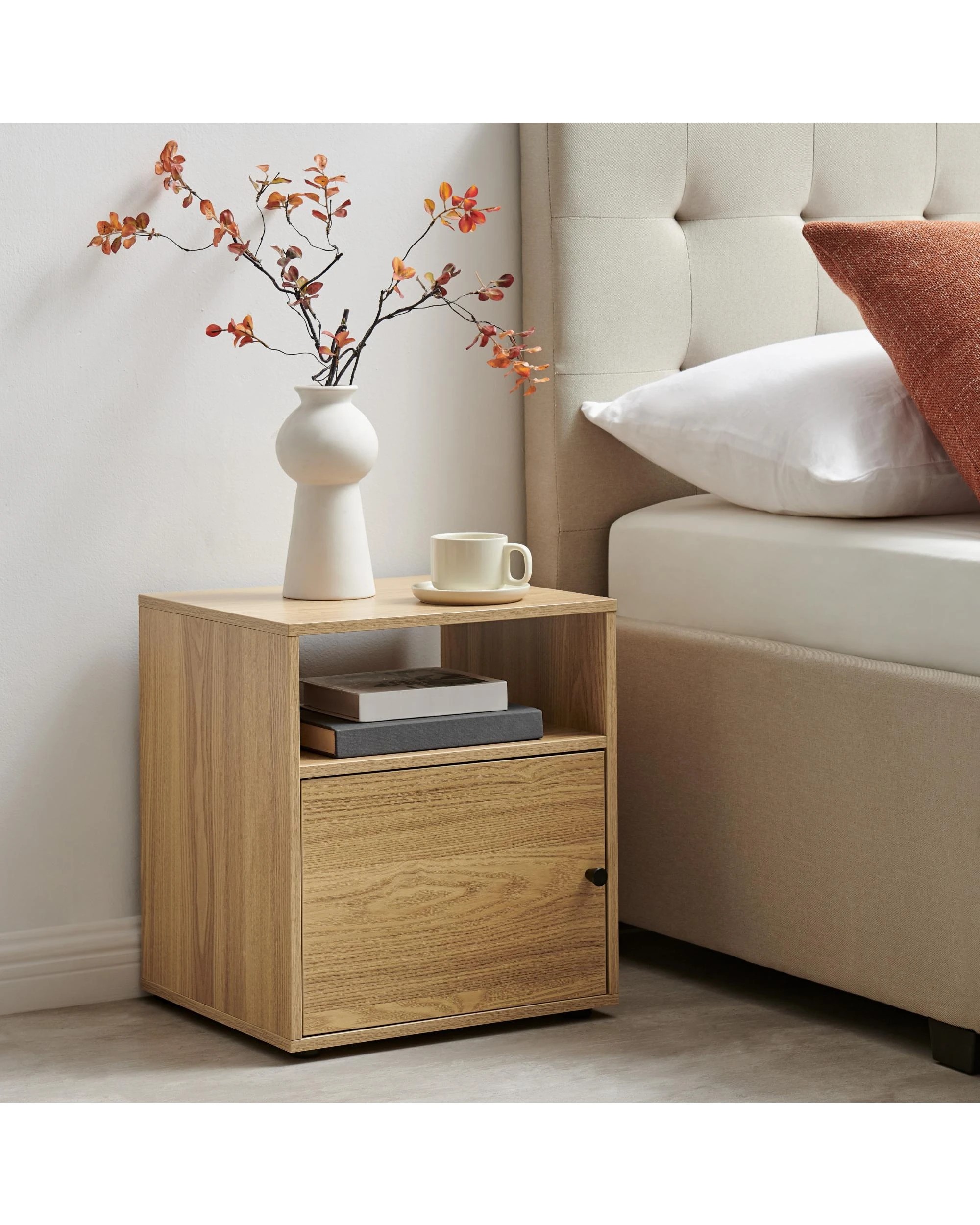 2 Kodu Bedside Unit Side Table 1 Door - Natural, 2 of 6