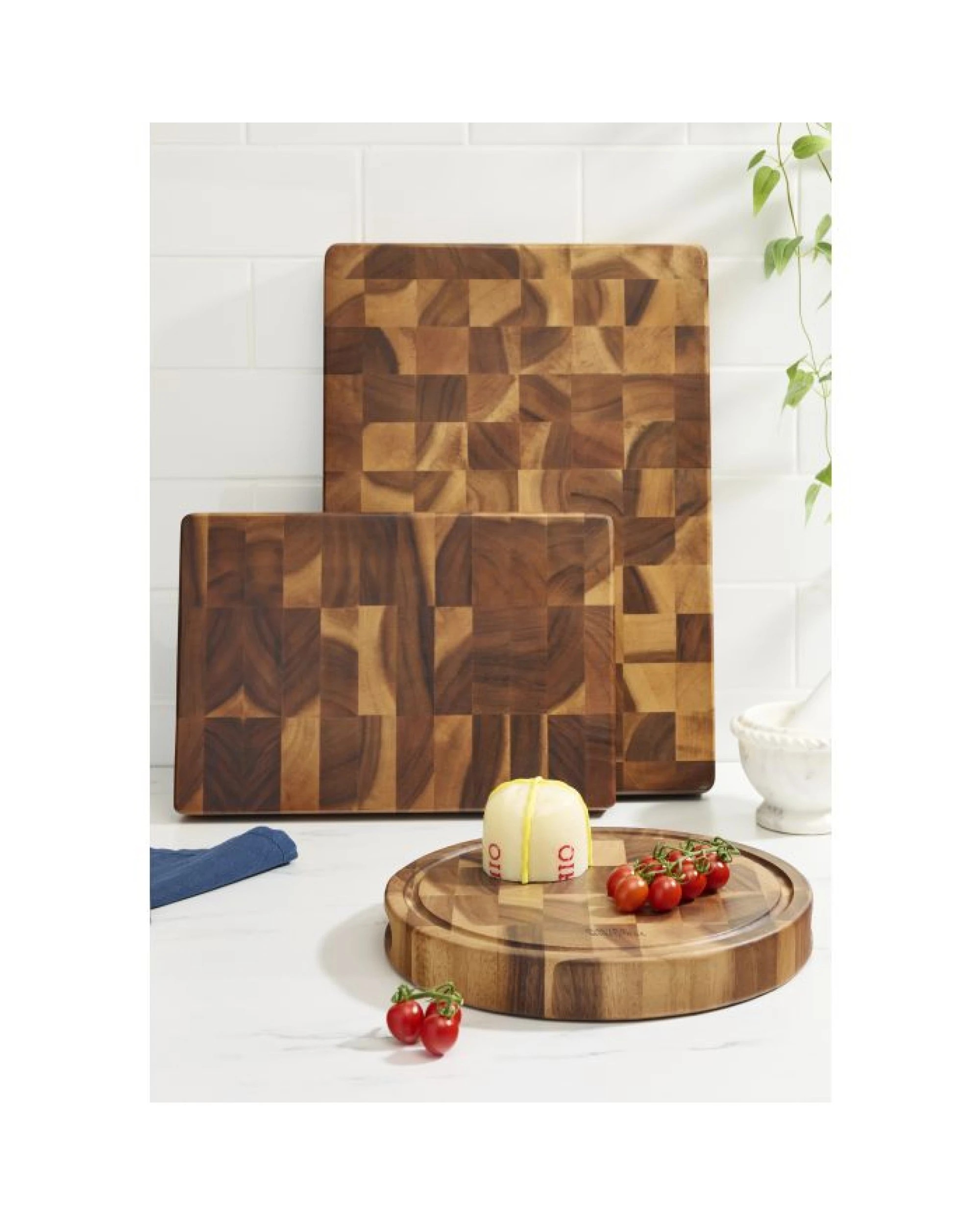 2 Davis & Waddell Acacia Wood End Grain Cutting Board Chopping Serving - 50x35cm, 2 of 3