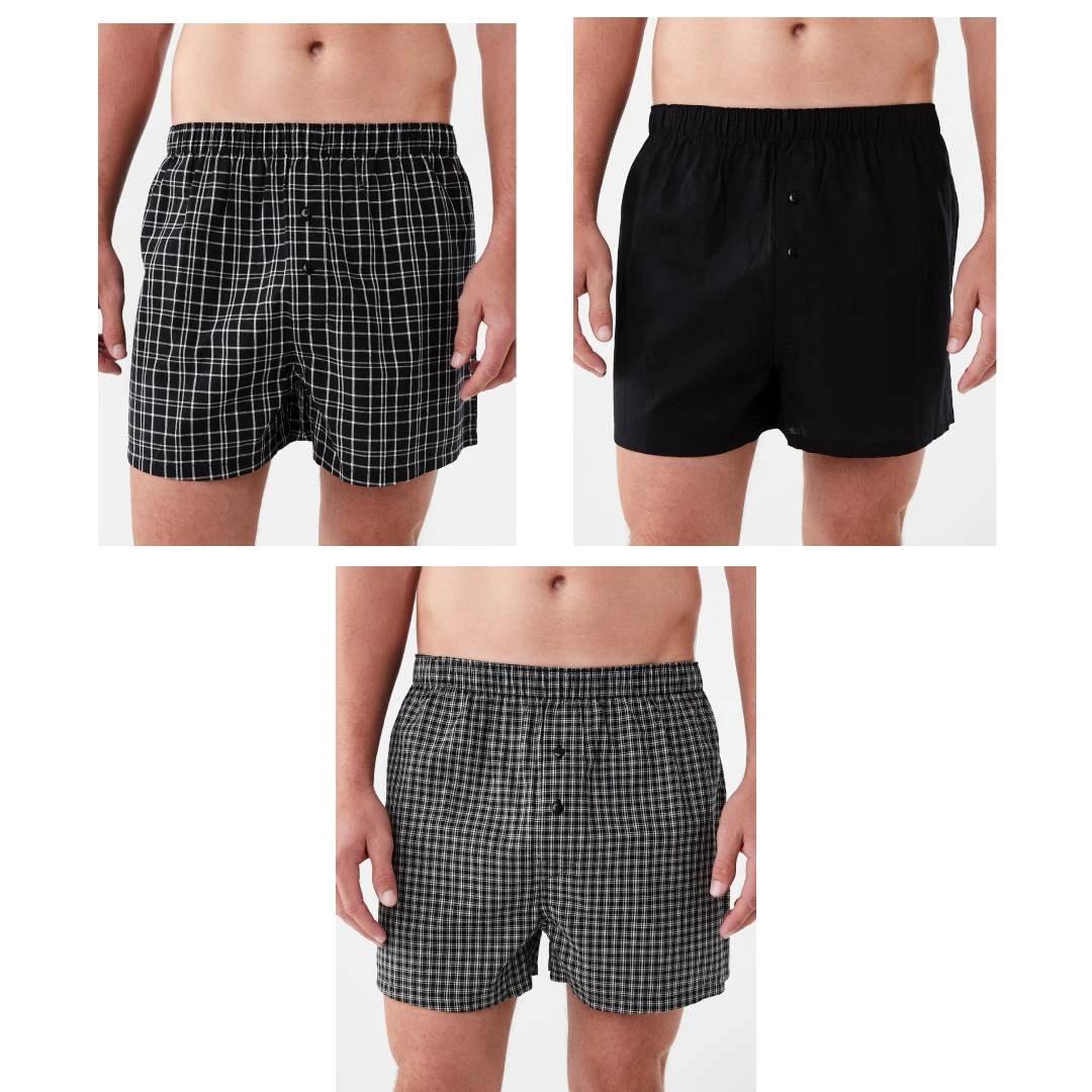 1 3 Pack Classic Woven Boxers Blakchecks, 1 of 7