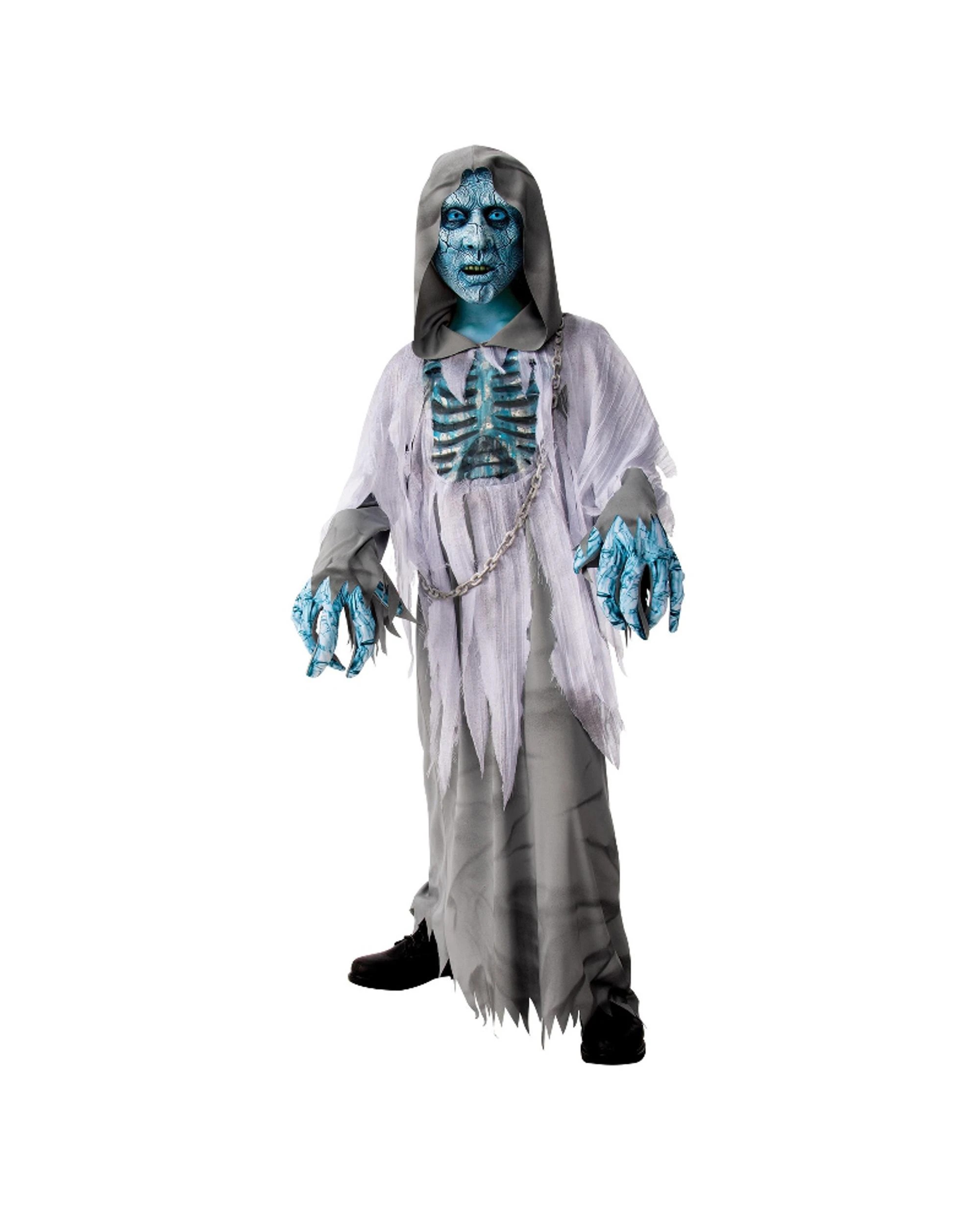 1 White Demon Hooded Robe Child Costume Size L 8-10 Years, 1 of 2