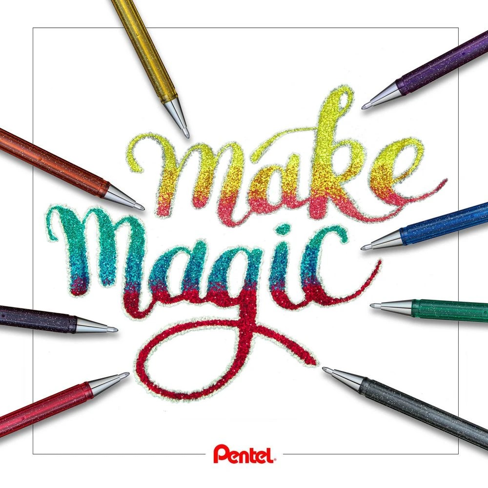 2 Pentel Hybrid Dual Metallic K110 Gel Pen Gold, 2 of 8