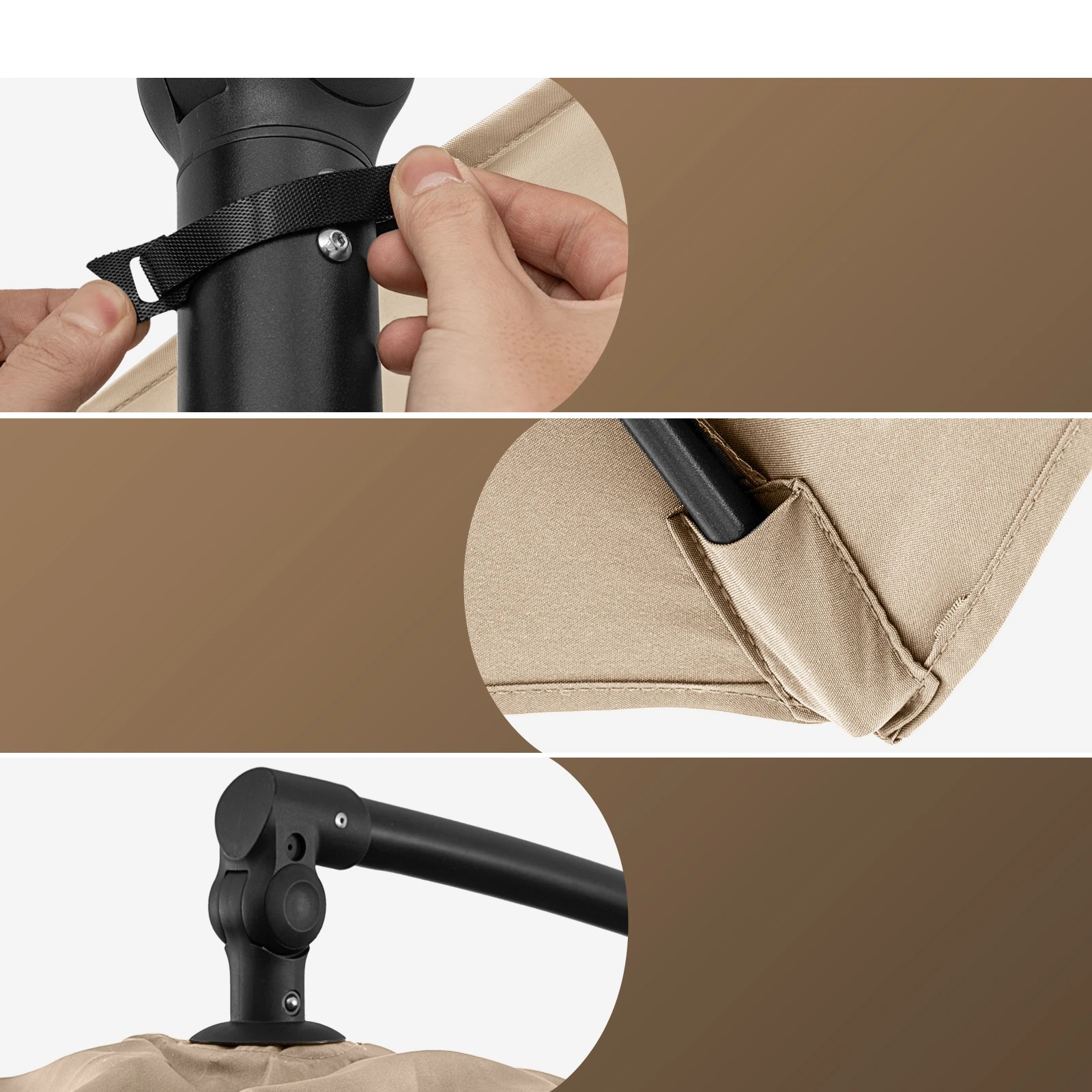 3 Costway 3M Outdoor Offset Umbrella Cantilever w/Base, 3 of 6