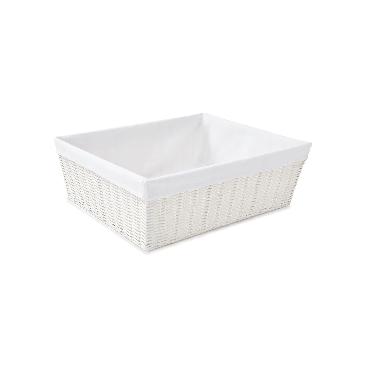 2 Rattan Look Basket with Liner - Flat, White, 2 of 7
