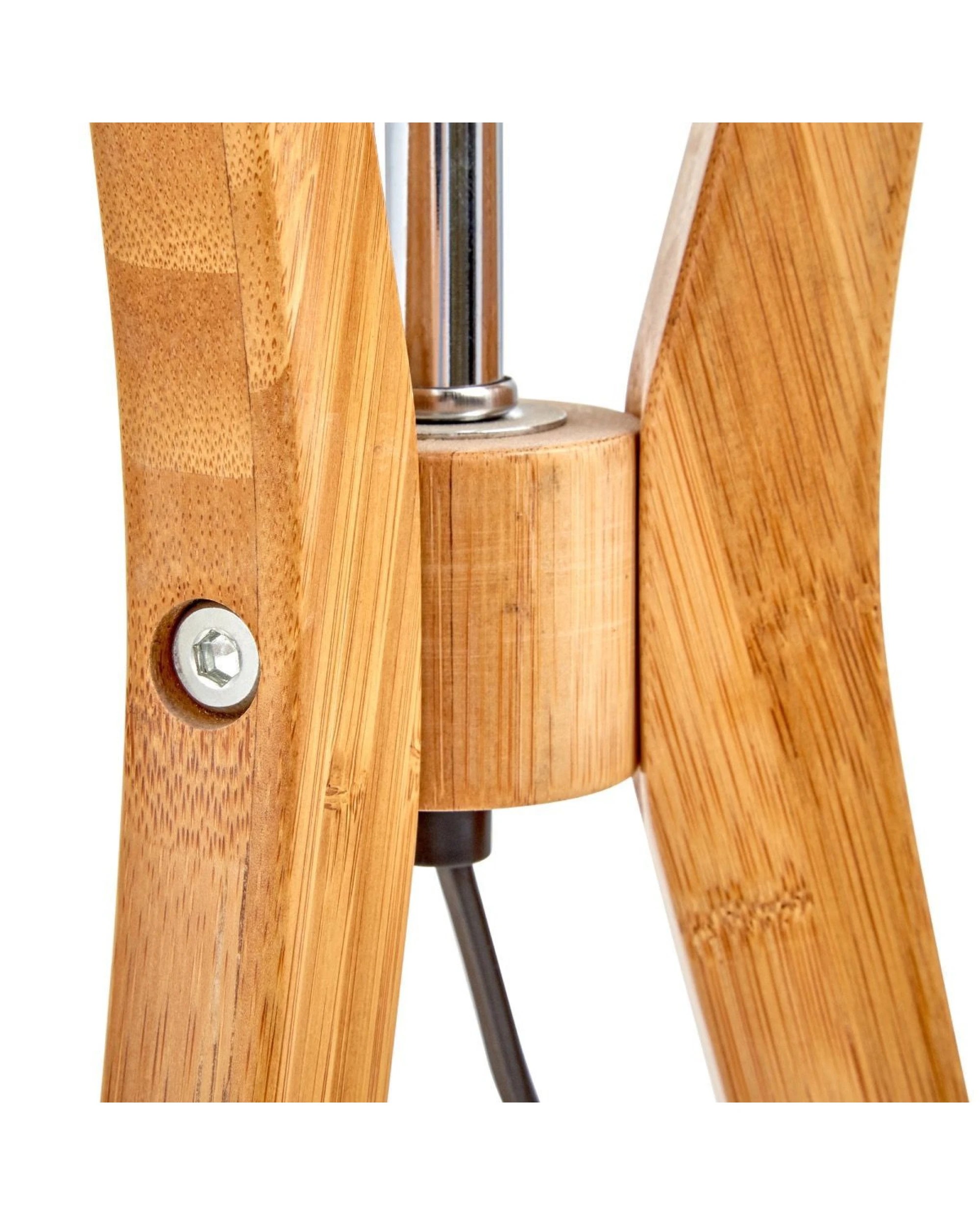 4 BR Home Bamboo Tripod Table Lamp with Linen Shade and Geometric Design, 4 of 6