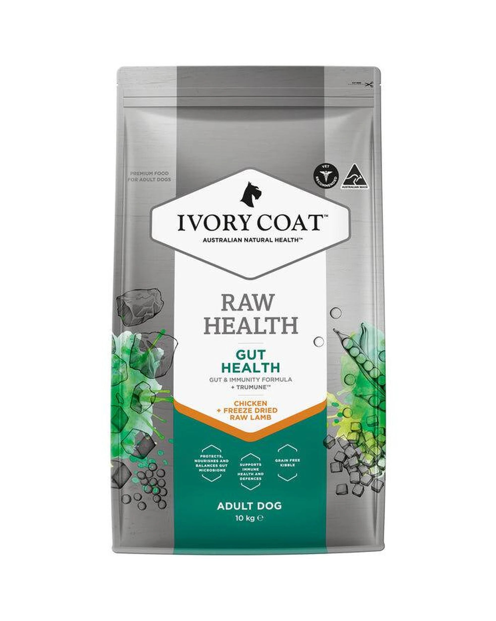 1 Ivory Coat Adult Raw Health Gut Health Dog Food Chicken + Raw Lamb 10kg, 1 of 10