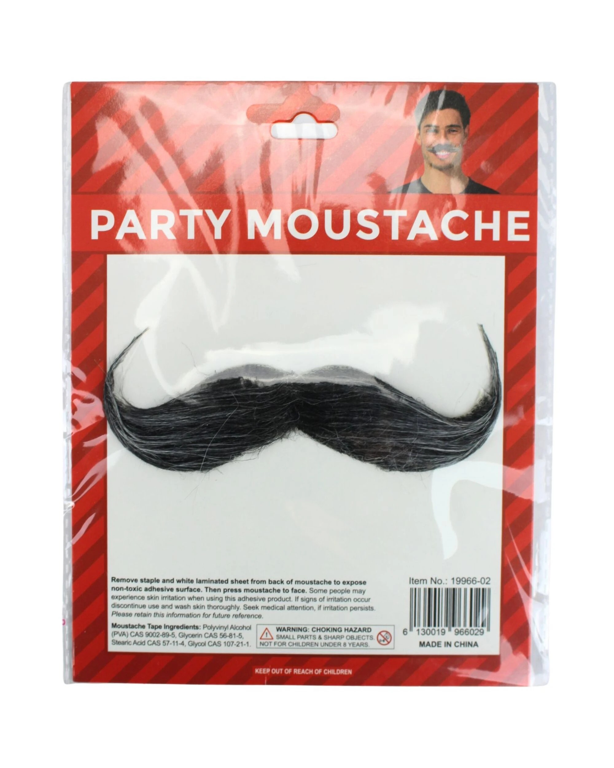 3 JD Party Grey Curled Stick On Moustache - One Size - Grey, 3 of 3