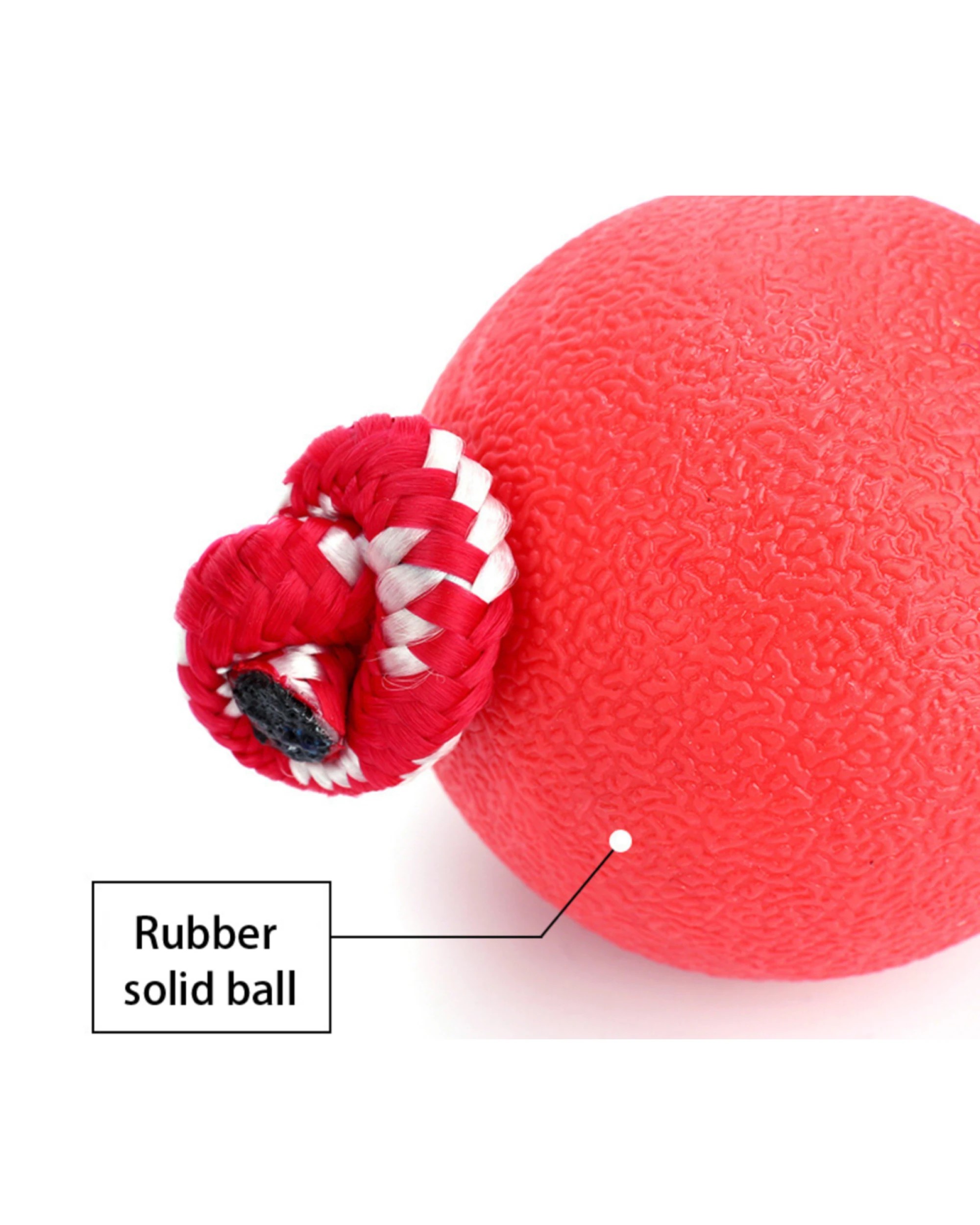 4 Br Pets Heavy Duty Dog Toy Rubber Ball W/ Rope Throw Tug Pull Tough Chew Strong In Red, 4 of 6