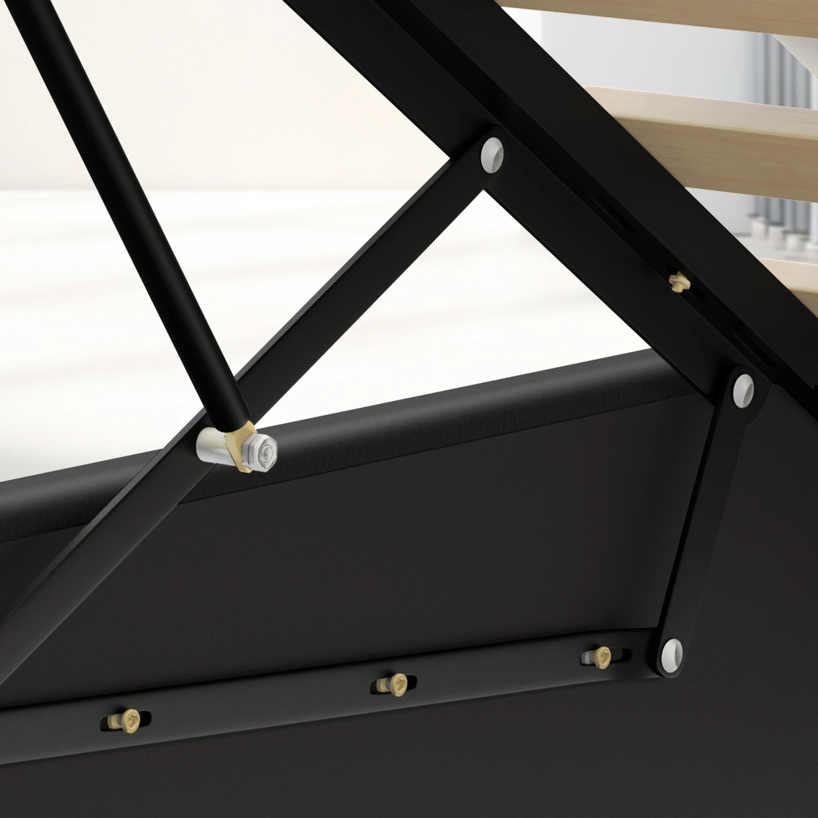 7 Alfordson Bed Frame Queen Size RGB LED Gas Lift Storage Base Luchino - Black, 7 of 10