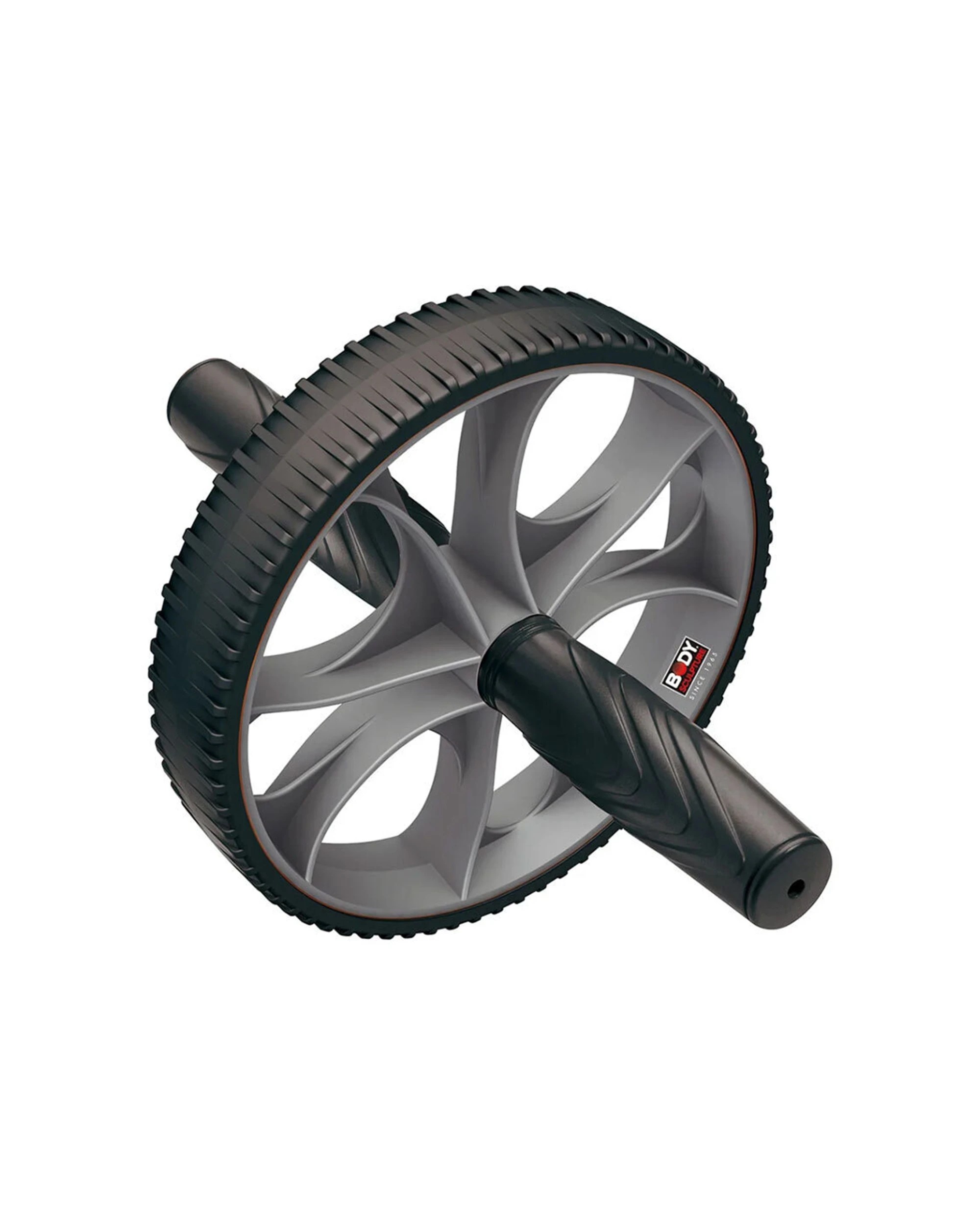 1 Body Sculpture Exercise Wheel Core Trainer With Steel Rod And PVC Grips - Grey, 1 of 3