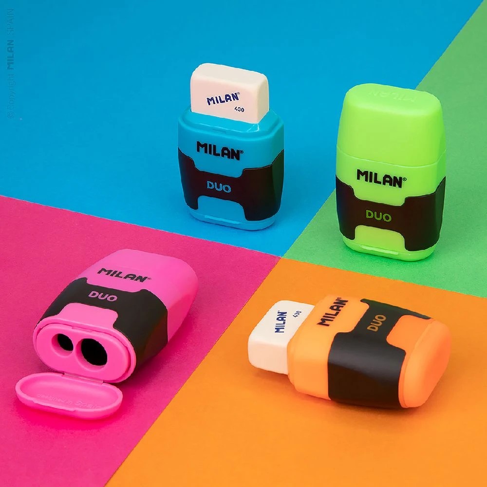 4 Milan Compact Duo 2 Hole Sharpener and Eraser Assorted, 4 of 5