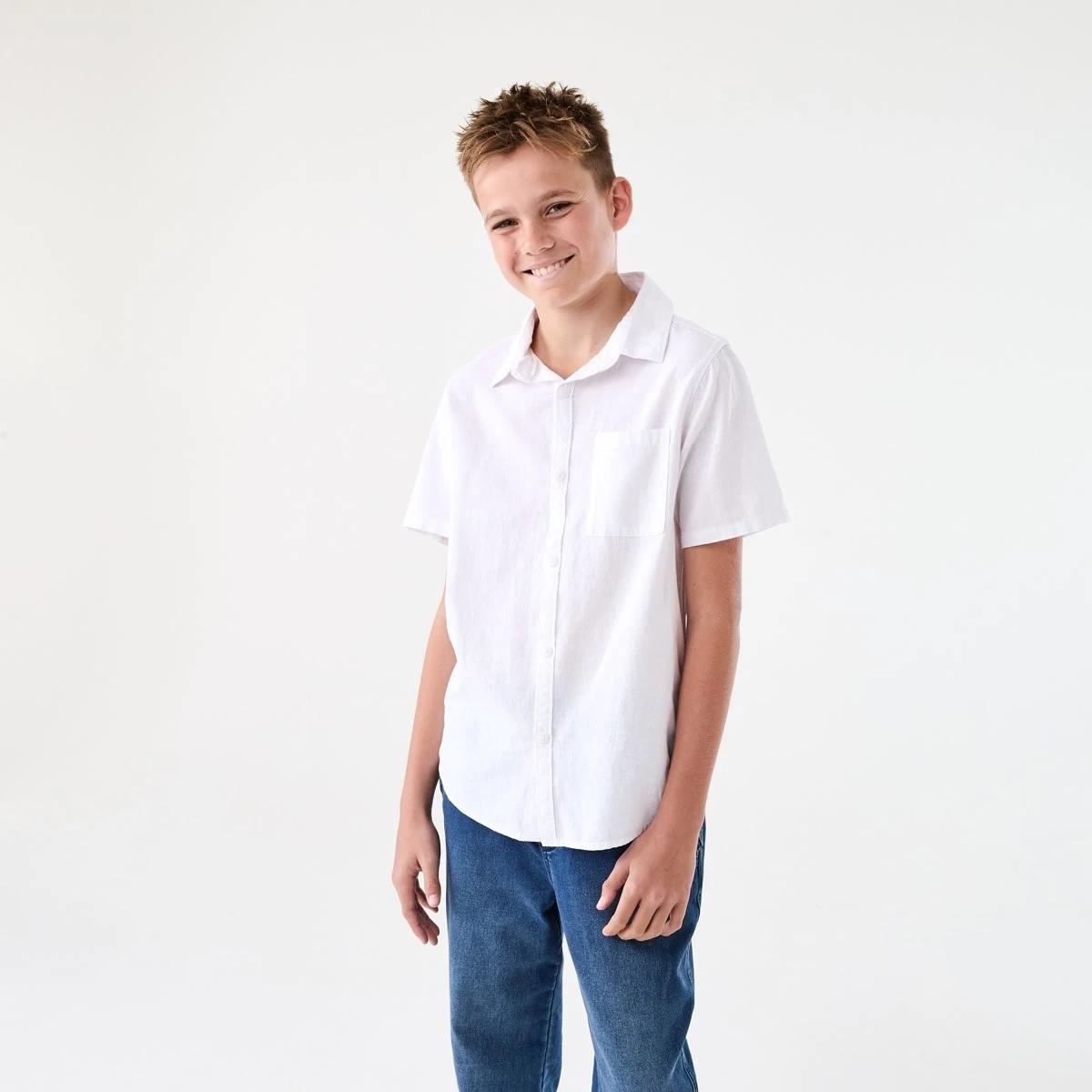 1 Short Sleeve Linen Shirt WHITE, 1 of 7