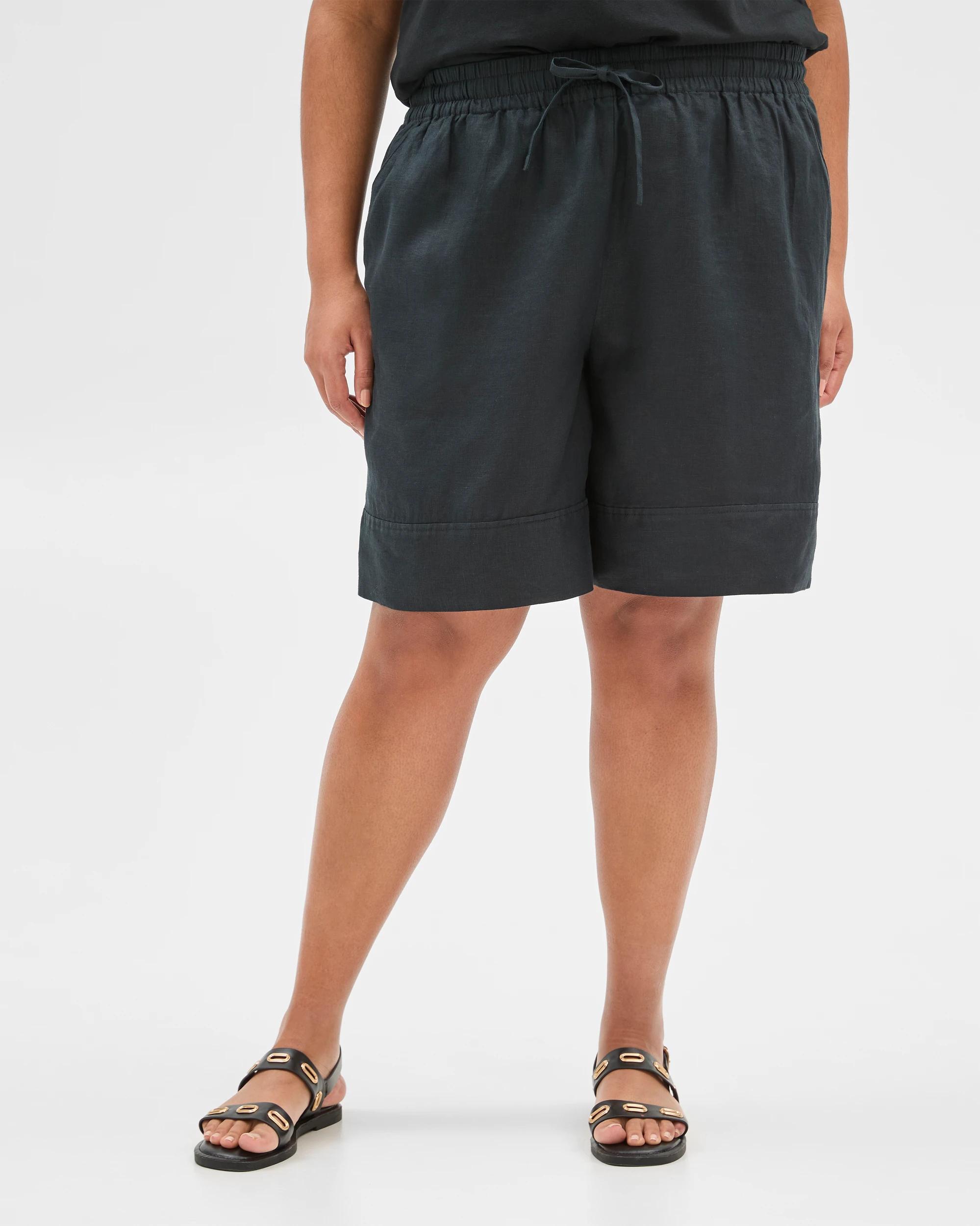 2 Target Plus Size European Linen Shorts BLACK, 2 of 7