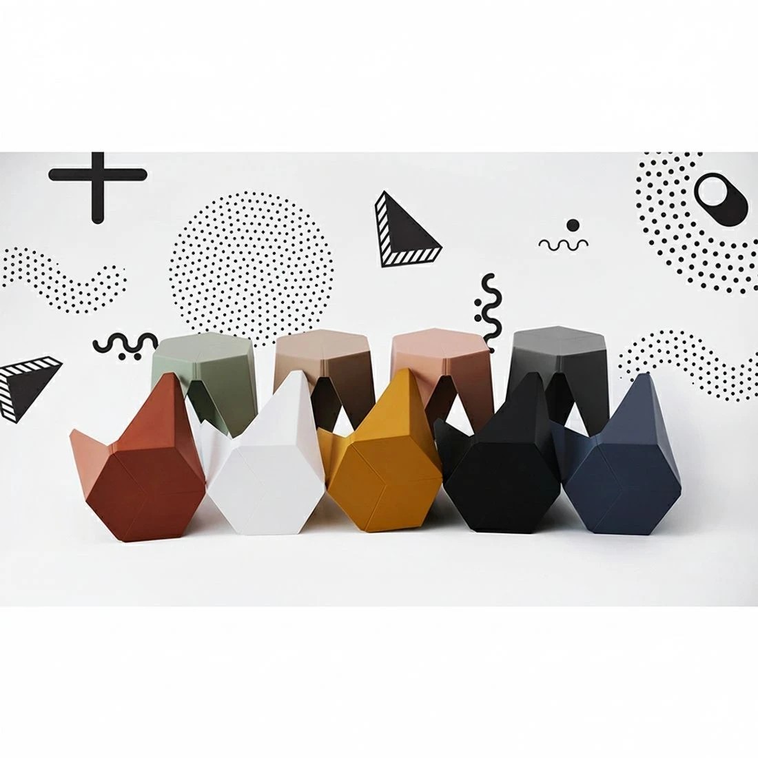 7 Artiss 2x Bar Stools Puzzle Plastic Foot Stool - Black, 7 of 7