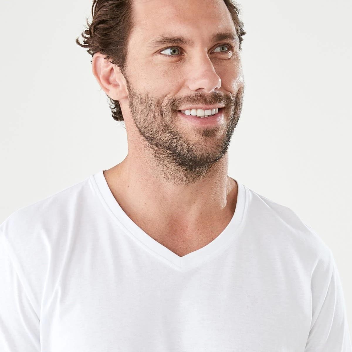 4 Plain V-Neck T-shirt WHITE, 4 of 5