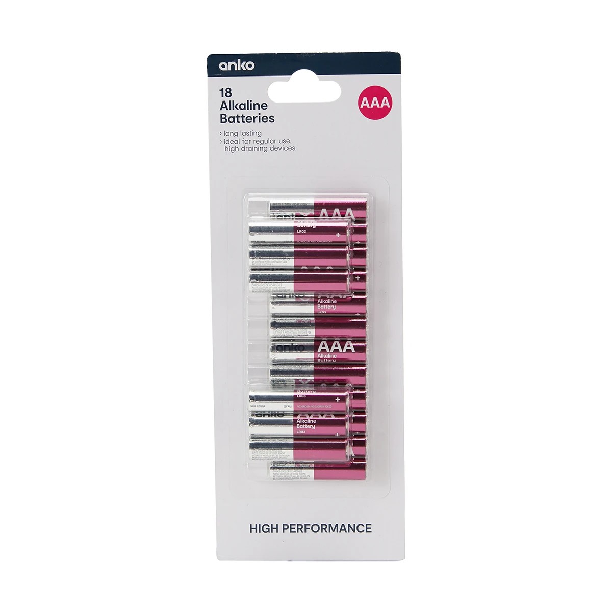 1 High Performance Alkaline Batteries - AAA, Pack of 18, 1 of 6