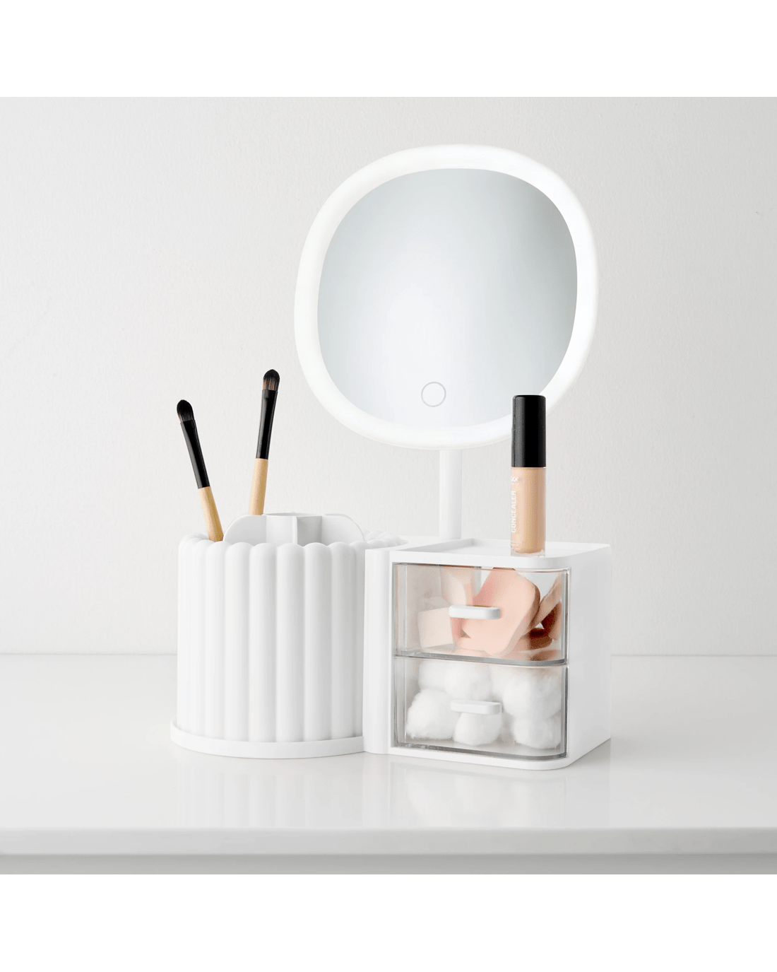 1 Cosmetic Organiser with Mirror - White, 1 of 10