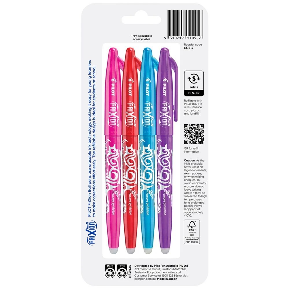 2 PILOT FriXion Ball Erasable Gel Pen 0.7mm Fun Col Asstd 4 Pk, 2 of 8