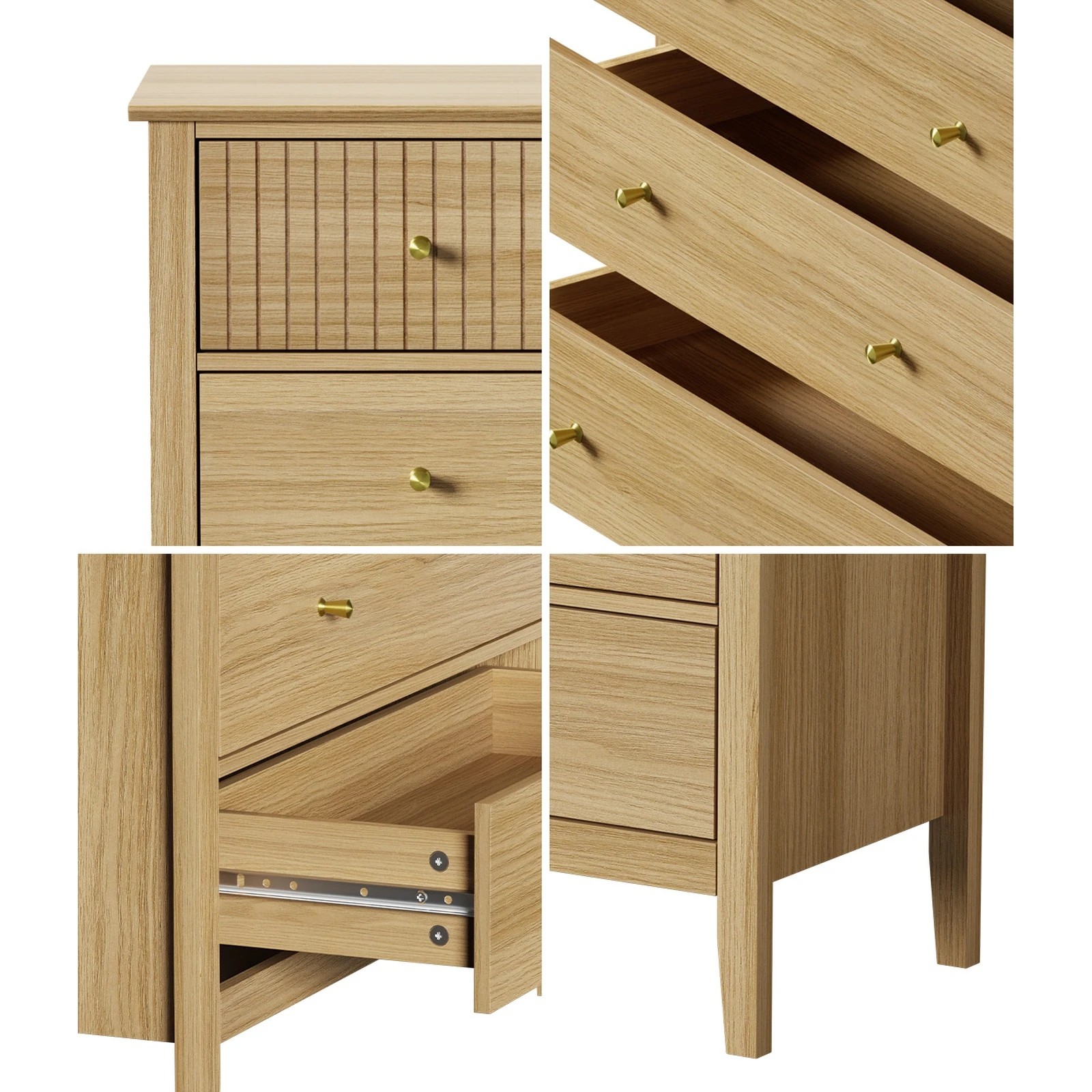 4 Oikiture 5 Chest Of Drawers Dresser Storage Cabinet Tallboy
 - Natural, 4 of 10