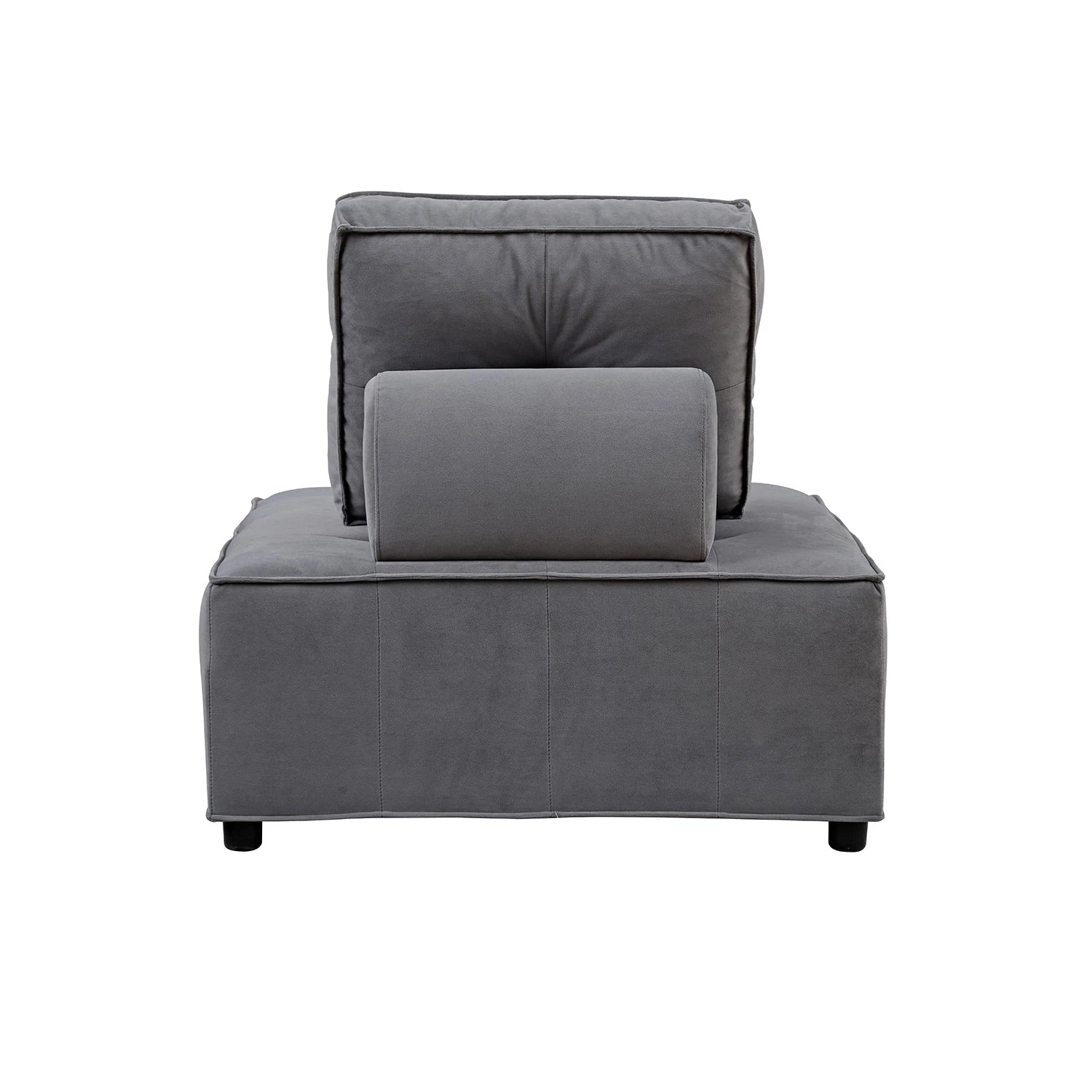 9 Foret 6pc Armless Seat Modular Extension Ottoman Couch Velvet Sofa Dark Grey, 9 of 9