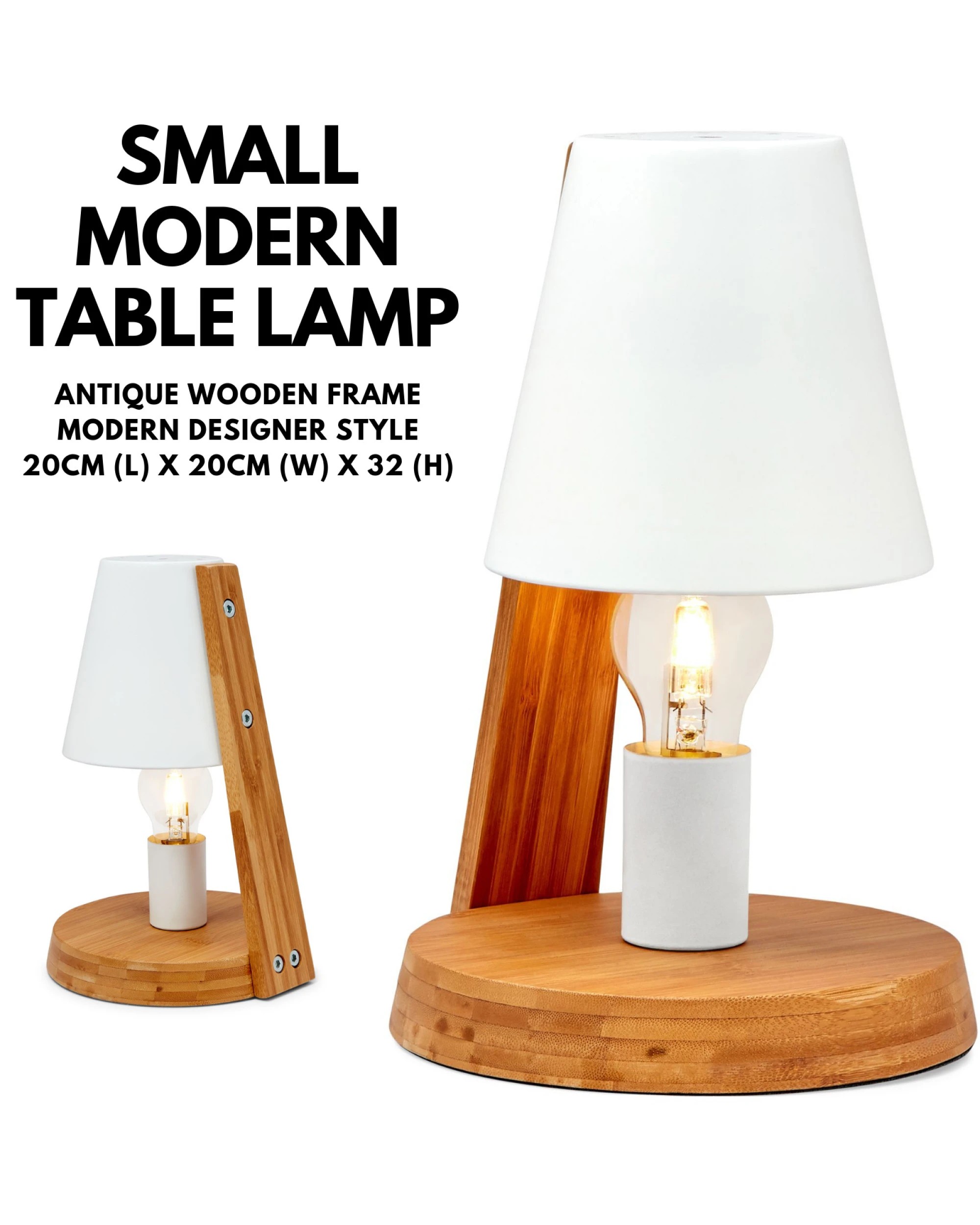 7 BR Home Modern Desk Lamp with Metal Shade and Wooden Base, 7 of 7