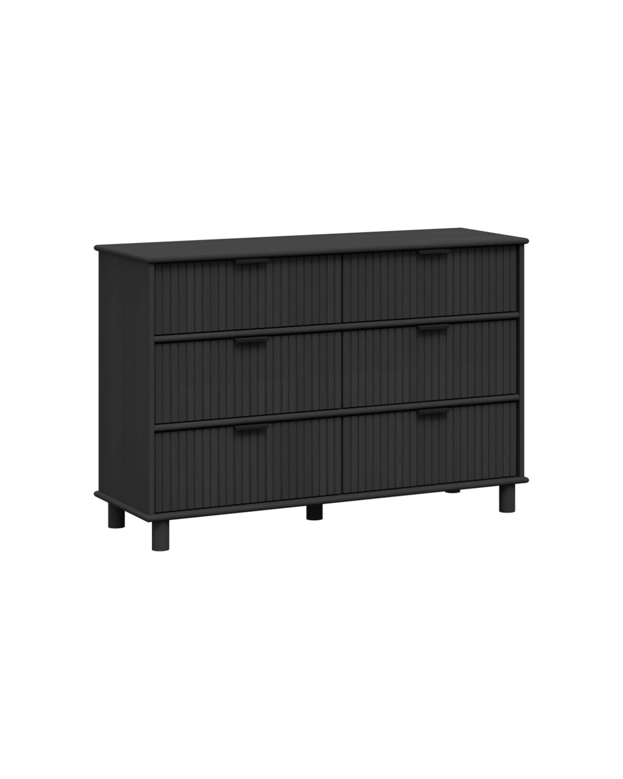 1 Alpine Bay Sorrento 6 Drawer Chest Vertical Groove Detail Storage Unit Woodgrain - Black, 1 of 8