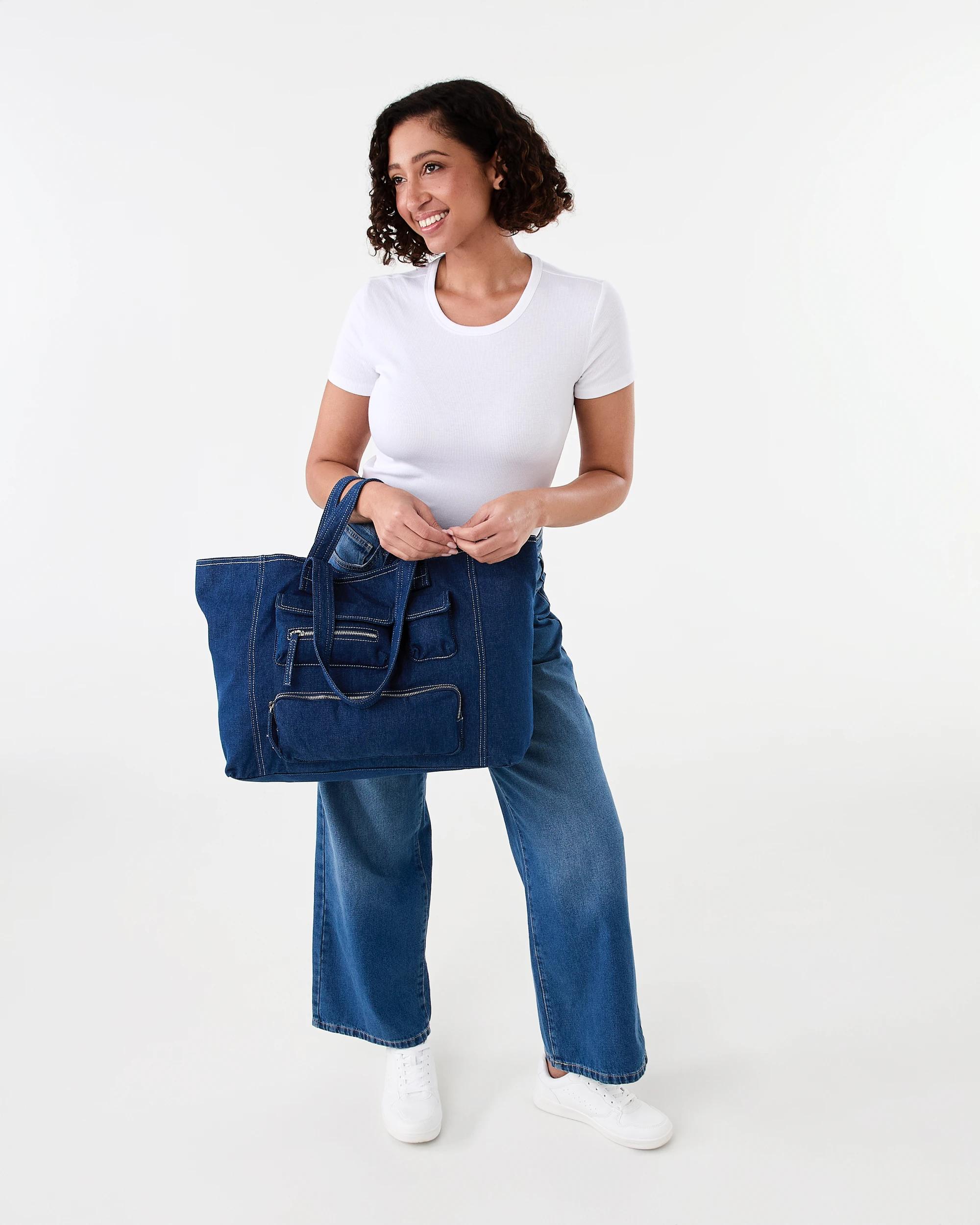 7 Casual Pocket Tote Bag Blue, 7 of 7