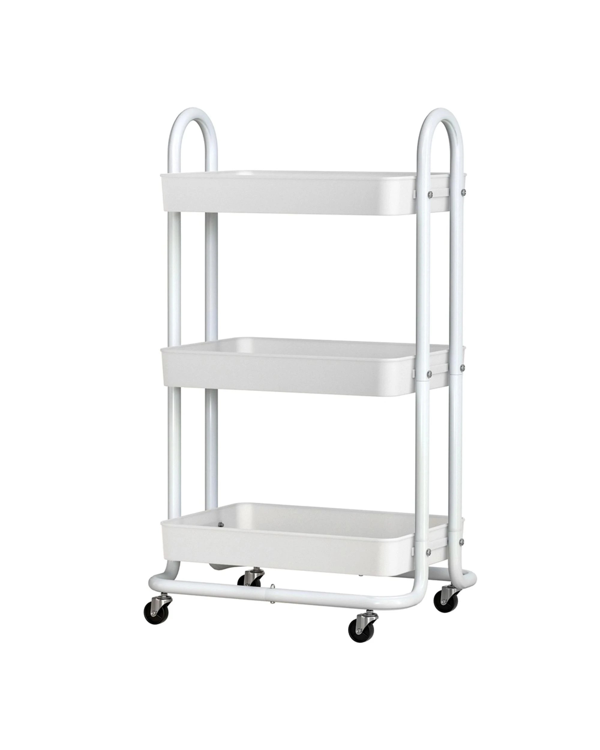 1 Artiss Storage Trolley Kitchen Cart 3 Tiers Rack Shelf Organiser Wheels - White, 1 of 4