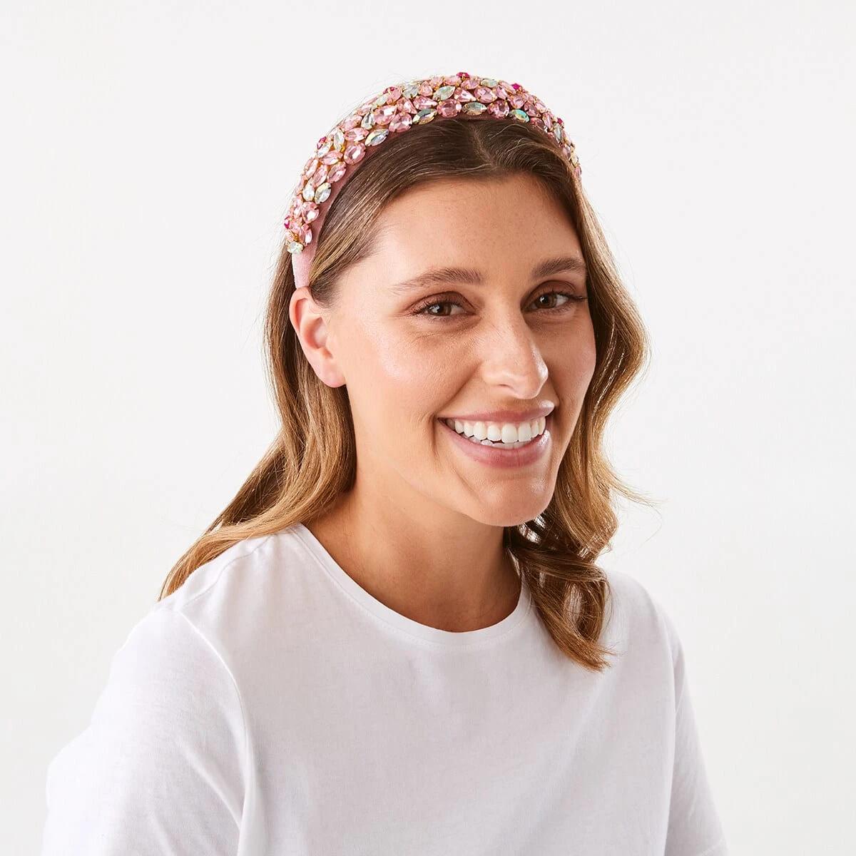 4 Statement Diamante Headband Pink, 4 of 5