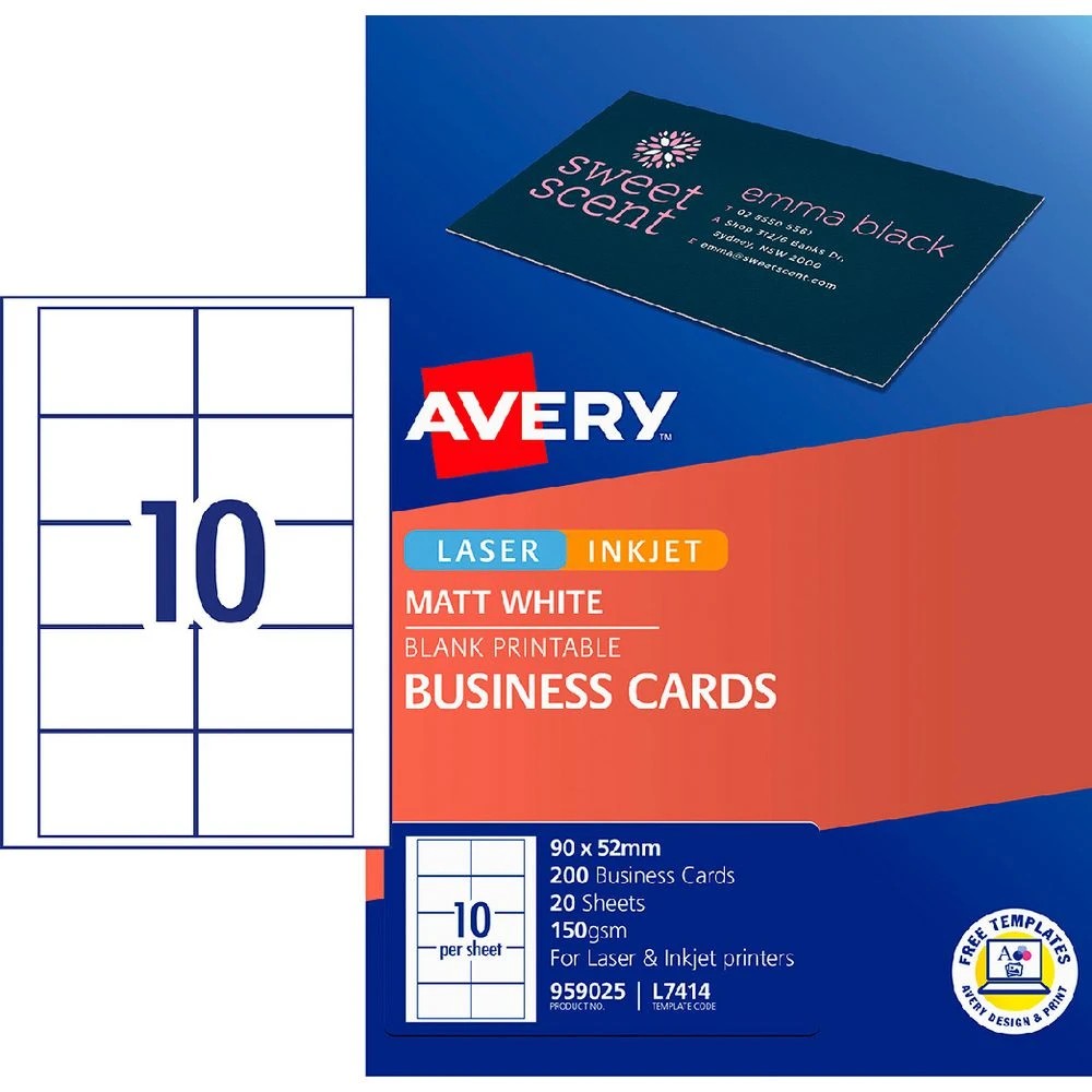 1 Avery Business Cards White 20 Sheets 10 Per Page, 1 of 5