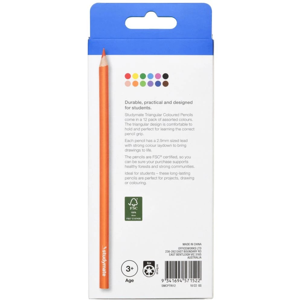 5 Studymate Triangular Coloured Pencils 12 Pack, 5 of 5