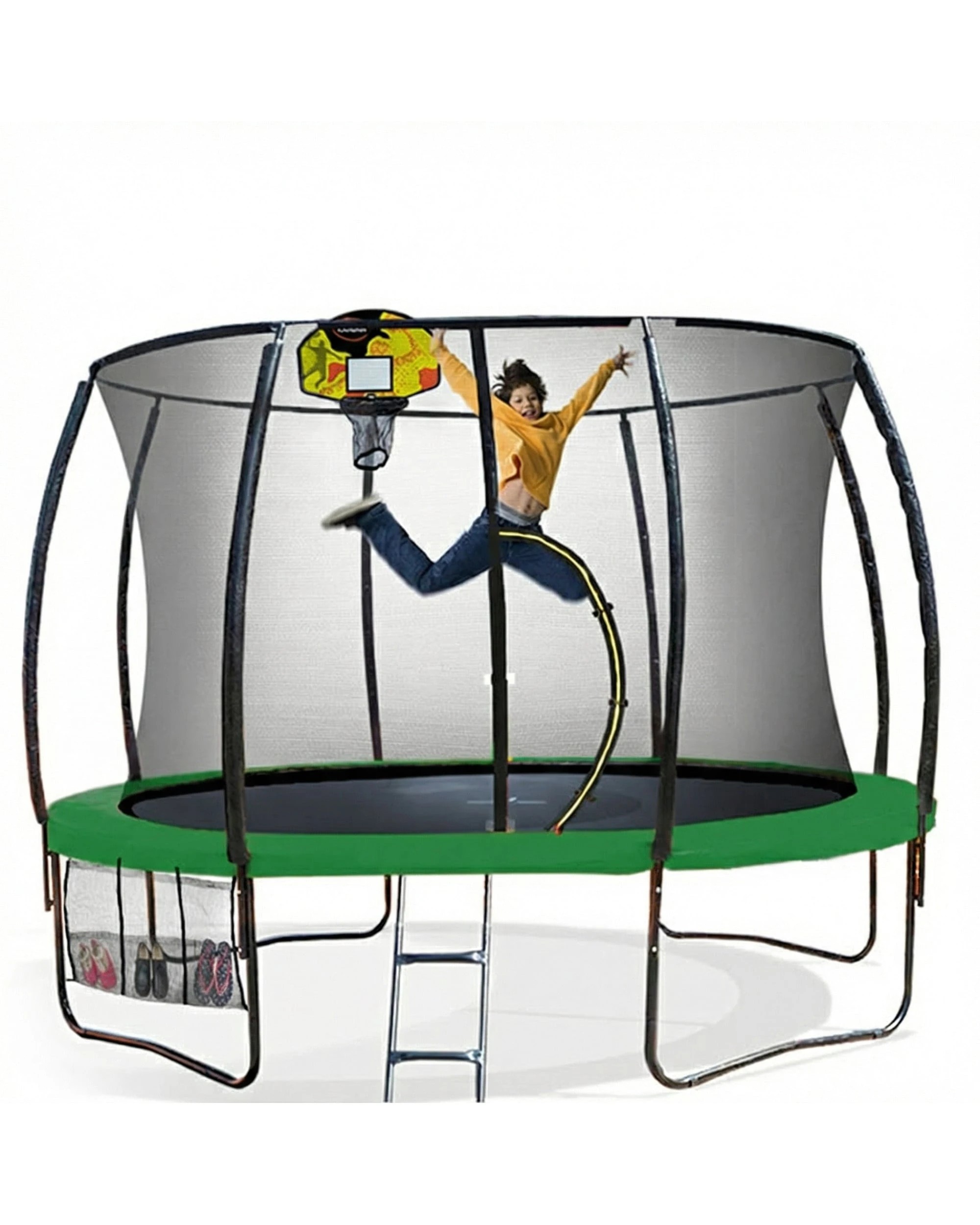 1 Kahuna 8ft Trampoline with LED Basketball Set - Green, 1 of 9