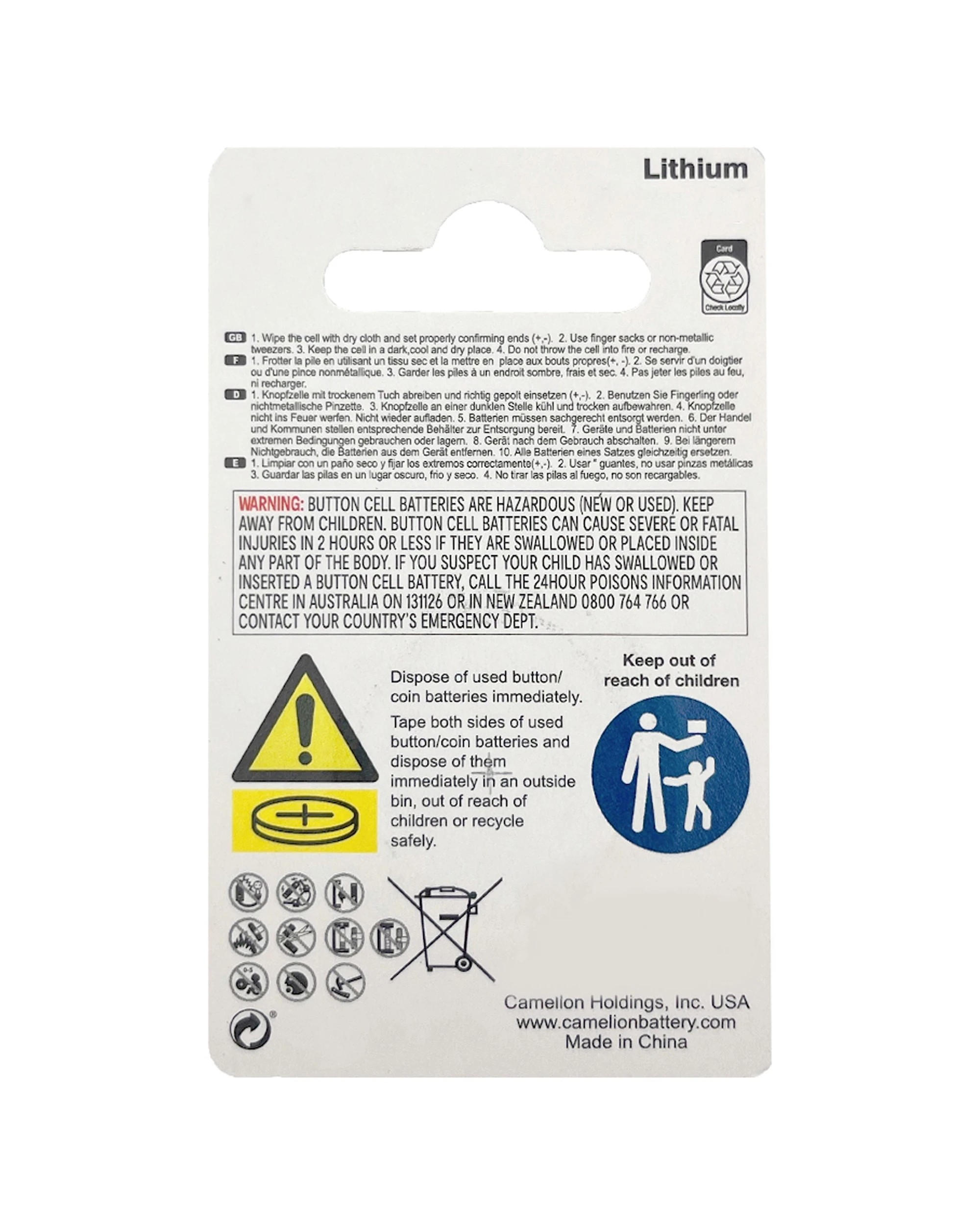 2 Camelion 6PC A312 Zinc Air 1.45V Hearing Aid Batteries Mercury Free - Multi, 2 of 2