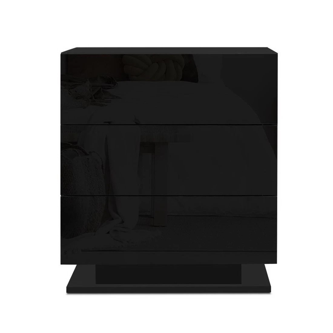 3 Artiss Bedside Table LED 3 Drawers - Black, 3 of 6