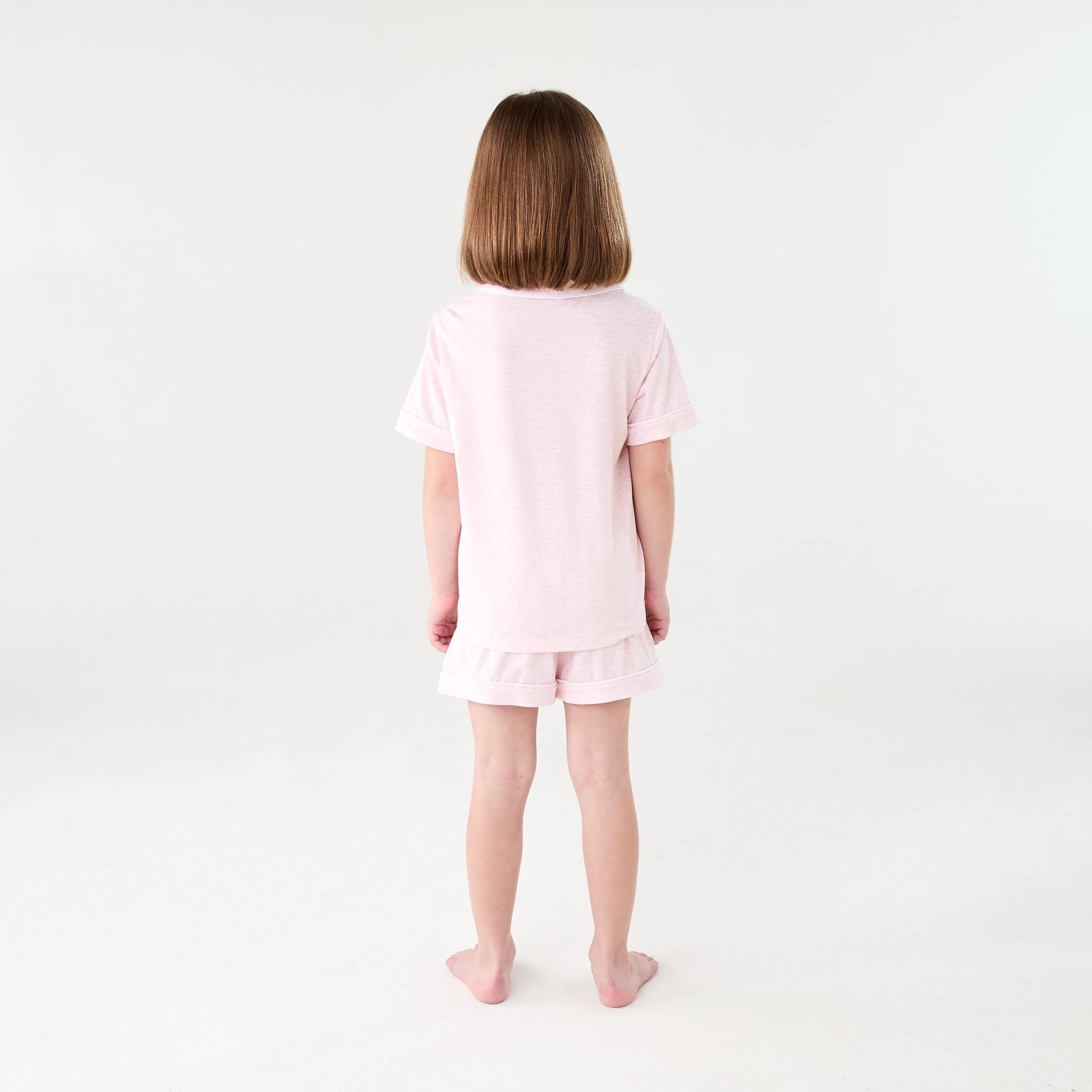 2 Short Sleeve Button Down Pyjama Set BABY PINK MARLE, 2 of 8