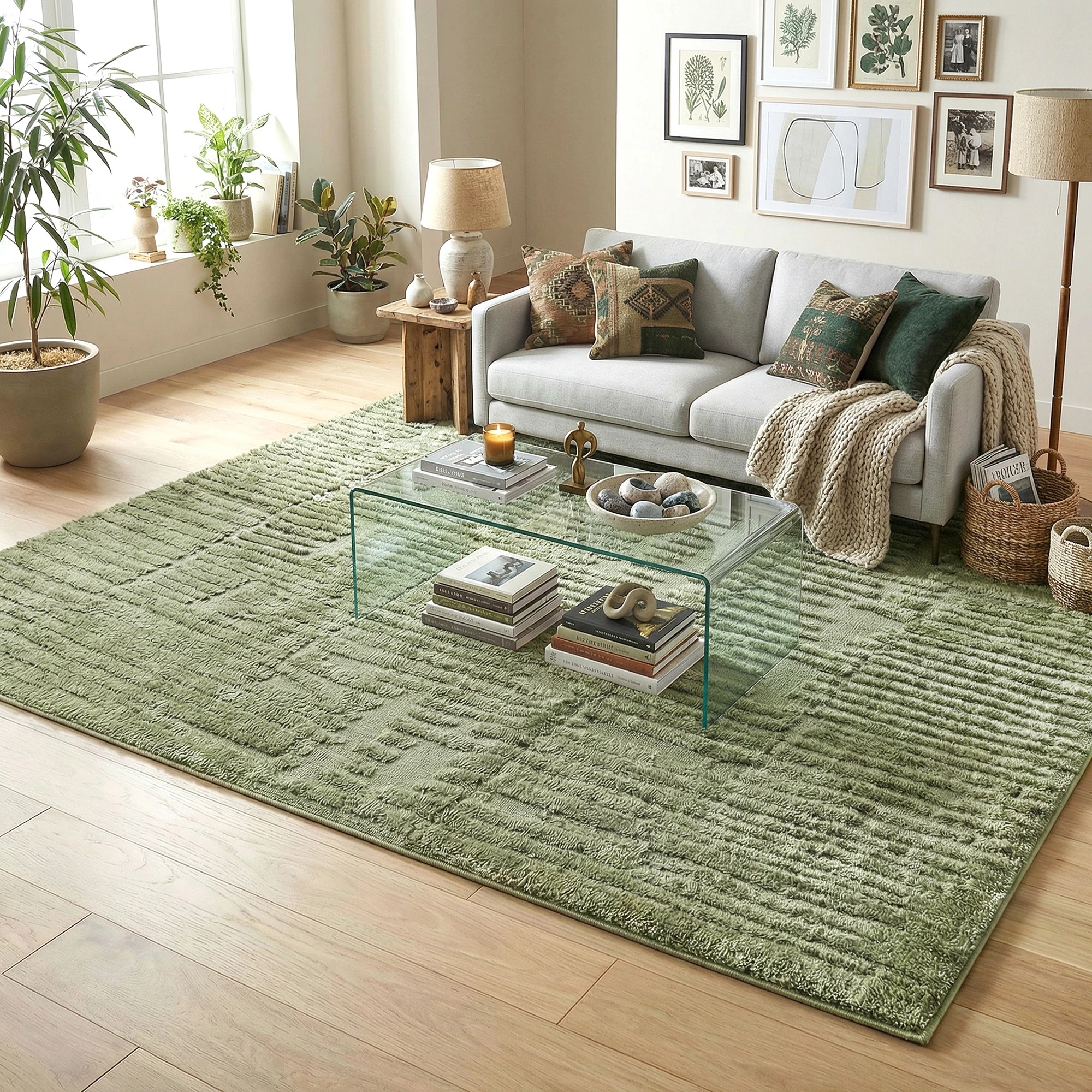 1 Common Ground Rugs Sanctuary Aliya 330x240cm - Extra Large Floor Rug - Green, 1 of 7
