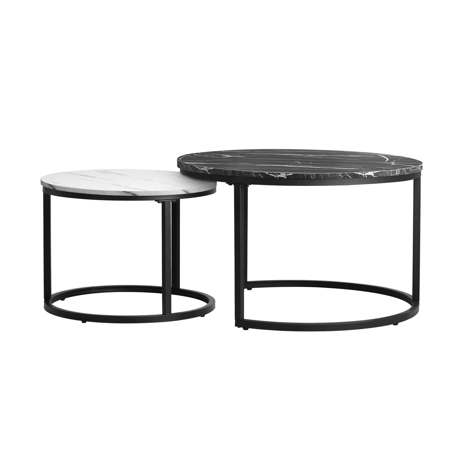 7 Oikiture Set Of 2 Coffee Table Round Marble-like Nesting Side Tables
 - Multi, 7 of 10