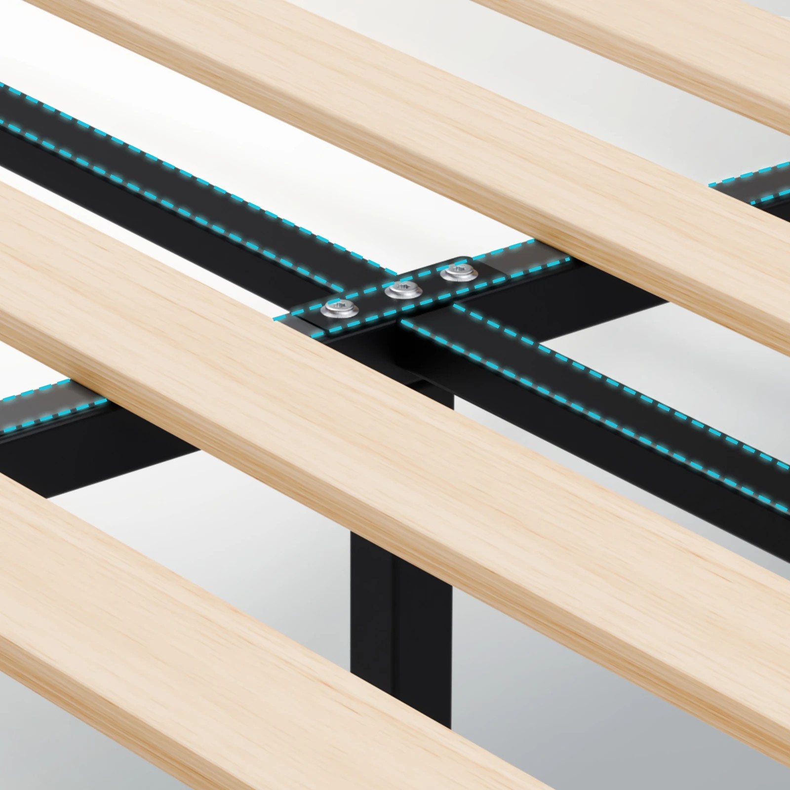 8 Alfordson Bed Frame Double Size Wooden Slats Platform Fabric Paula - Charcoal, 8 of 10