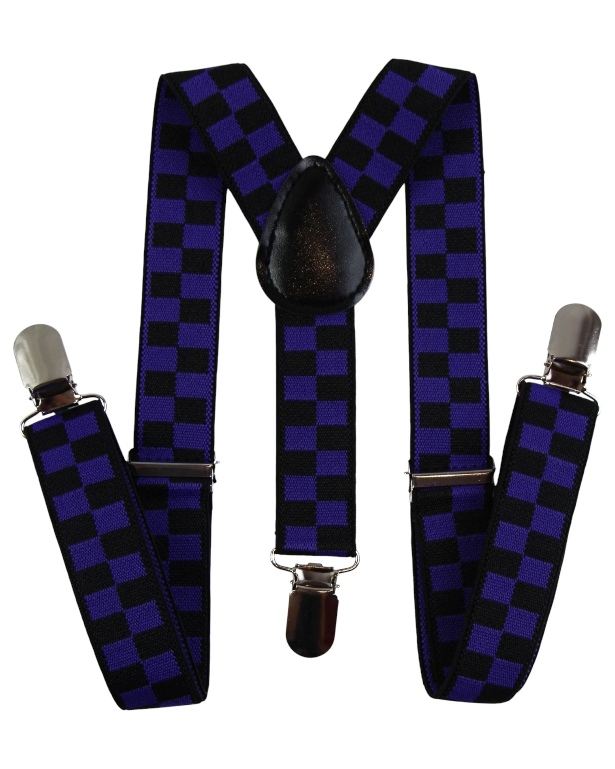 1 Zasel Boys Adjustable Purple & Black Checkered Patterned Suspenders - Multi, 1 of 3