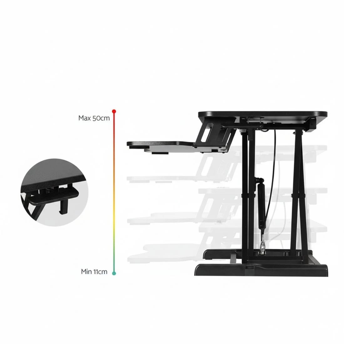 7 Artiss Standing Desk Riser Height Adjustable  80CM - Black, 7 of 7