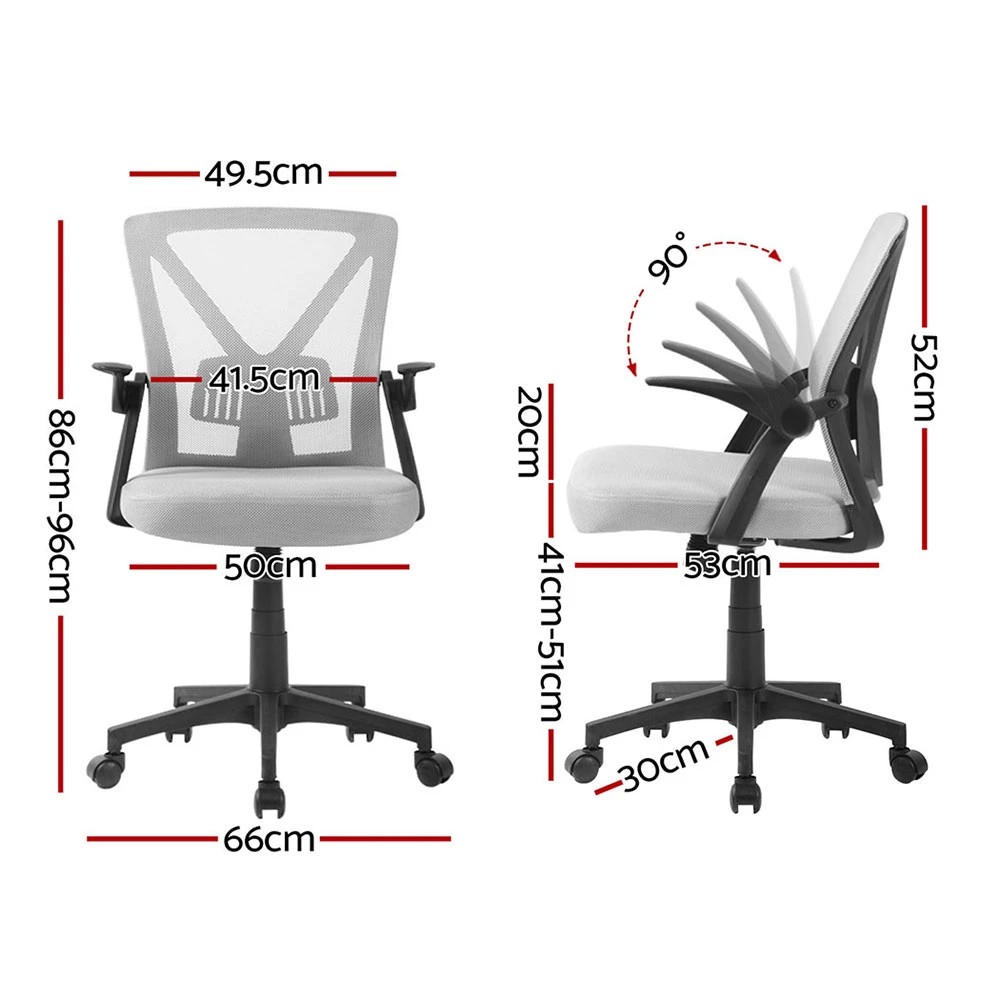 2 Artiss 2x Mesh Office Chair Mid Back - Grey, 2 of 6