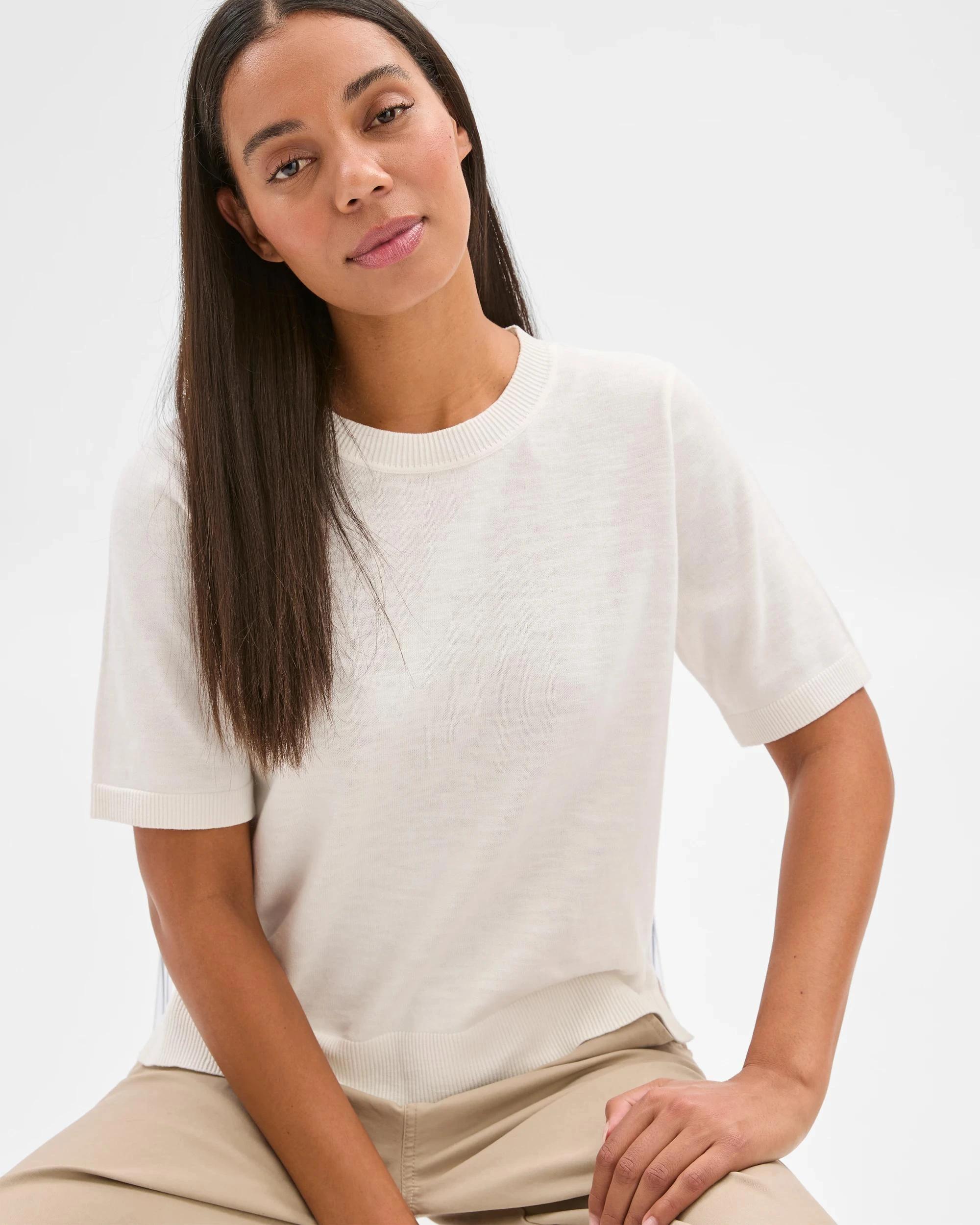 1 Target Australian Cotton/Linen Blend Knitted T-Shirt WHITE, 1 of 6