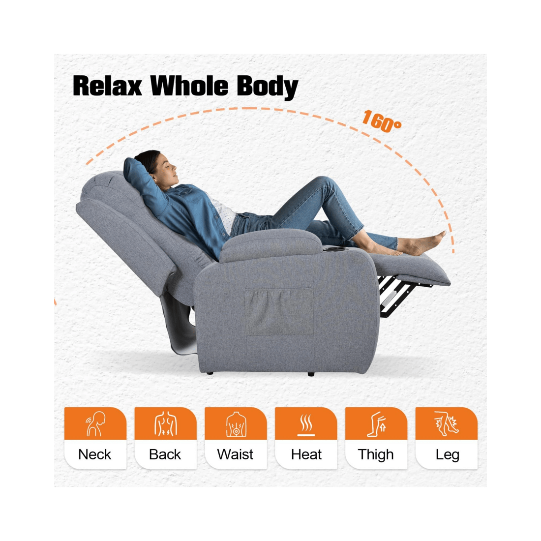 3 Advwin Recliner Chair Electric Lift Massage Chair Lounge Heat Sofa Grey, 3 of 3