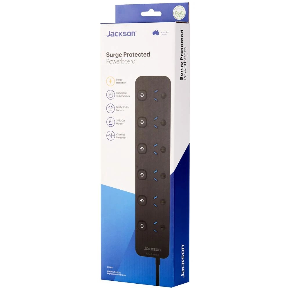 7 Jackson 6 Outlet Switched Powerboard Surge Protection Black, 7 of 7